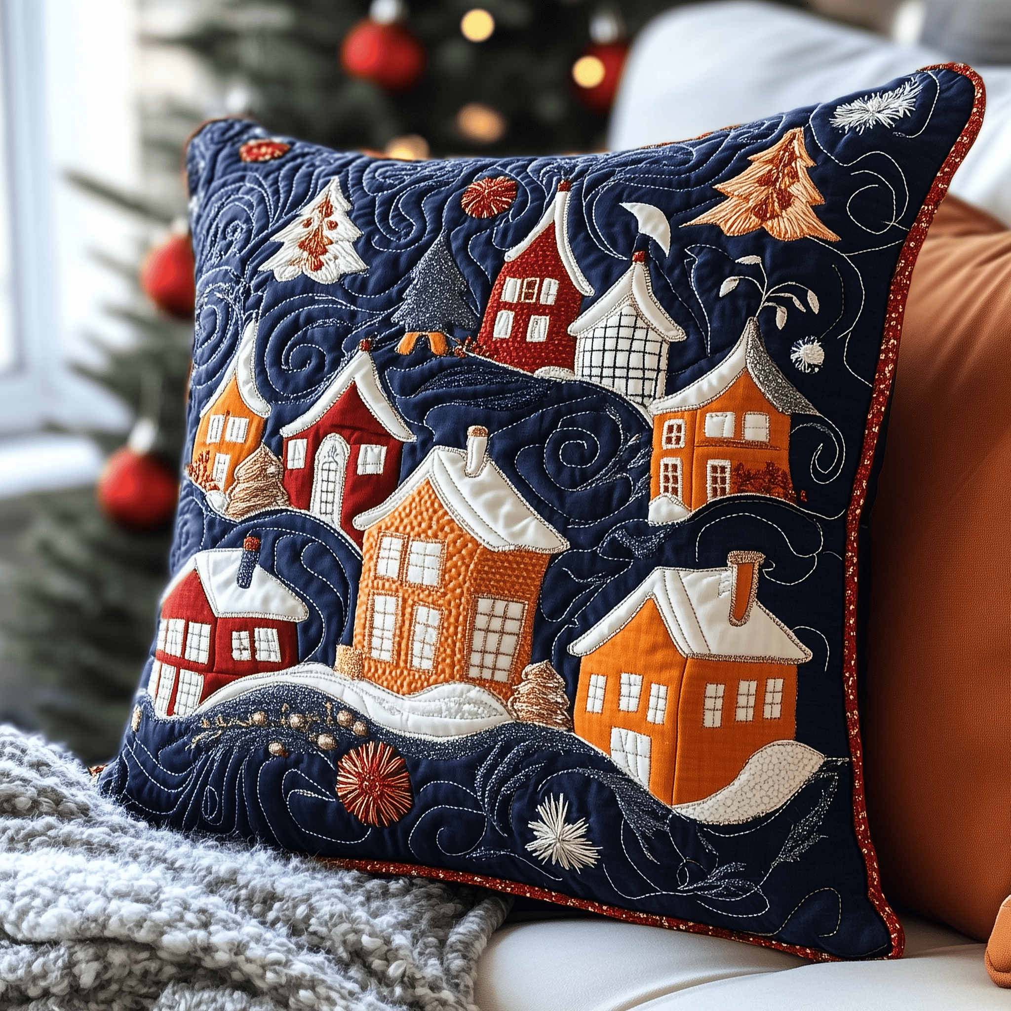 Christmas Village Quilted Pillow Case Protect Your Pillows with Style and Durability Christmas Village Quilted Pillow Case Protect Your Pillows with Style and Durability