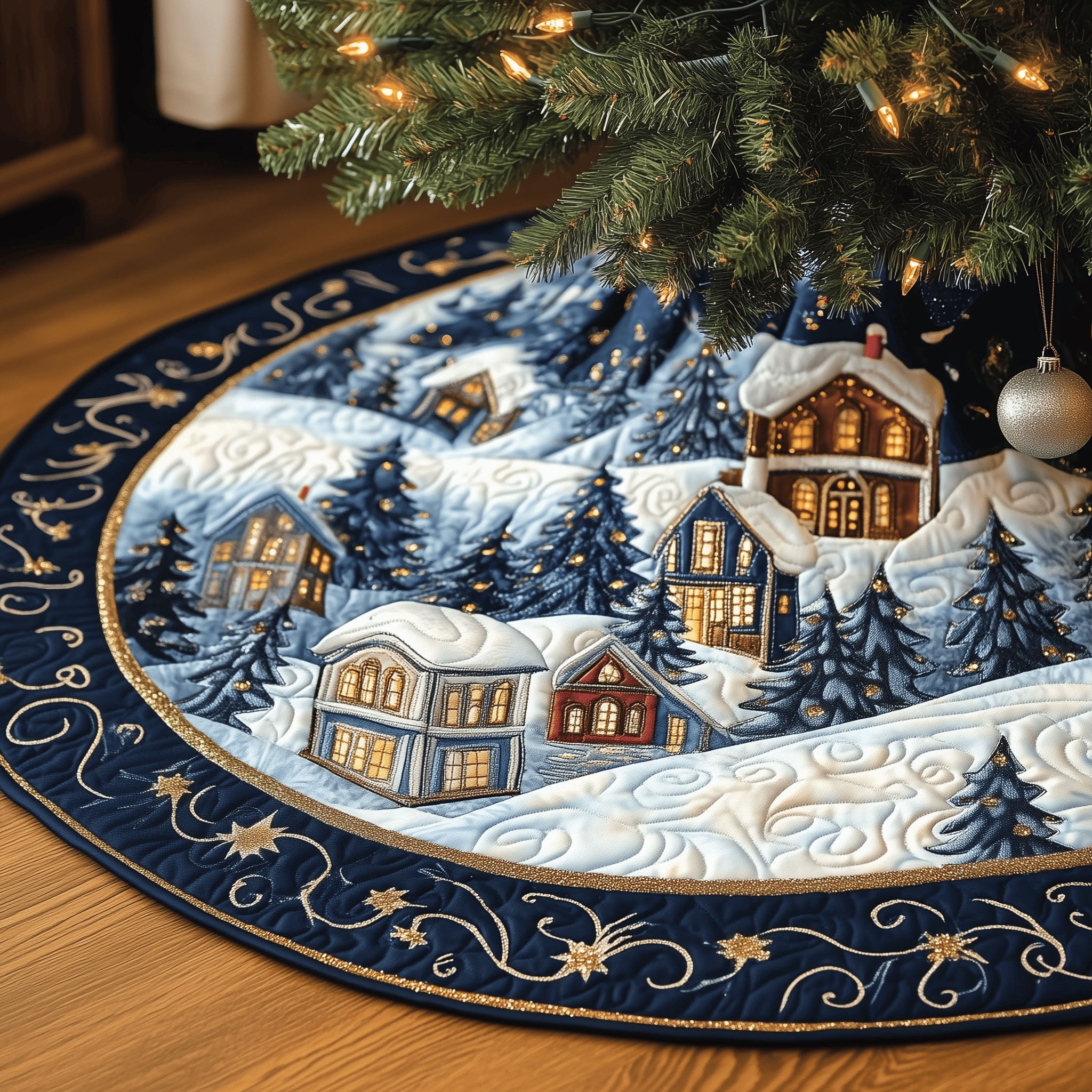 Christmas Village Quilted Tree Skirt Celebrate Simplicity and Style with a Protective Tree Skirt Christmas Village Quilted Tree Skirt Celebrate Simplicity and Style with a Protective Tree Skirt