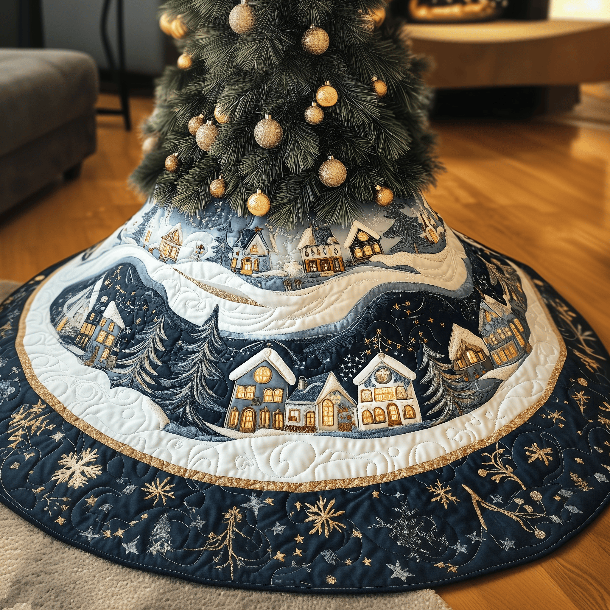 Christmas Village Quilted Tree Skirt Feel the Holidays Begin with a Safe and Stunning Tree Skirt Christmas Village Quilted Tree Skirt Feel the Holidays Begin with a Safe and Stunning Tree Skirt
