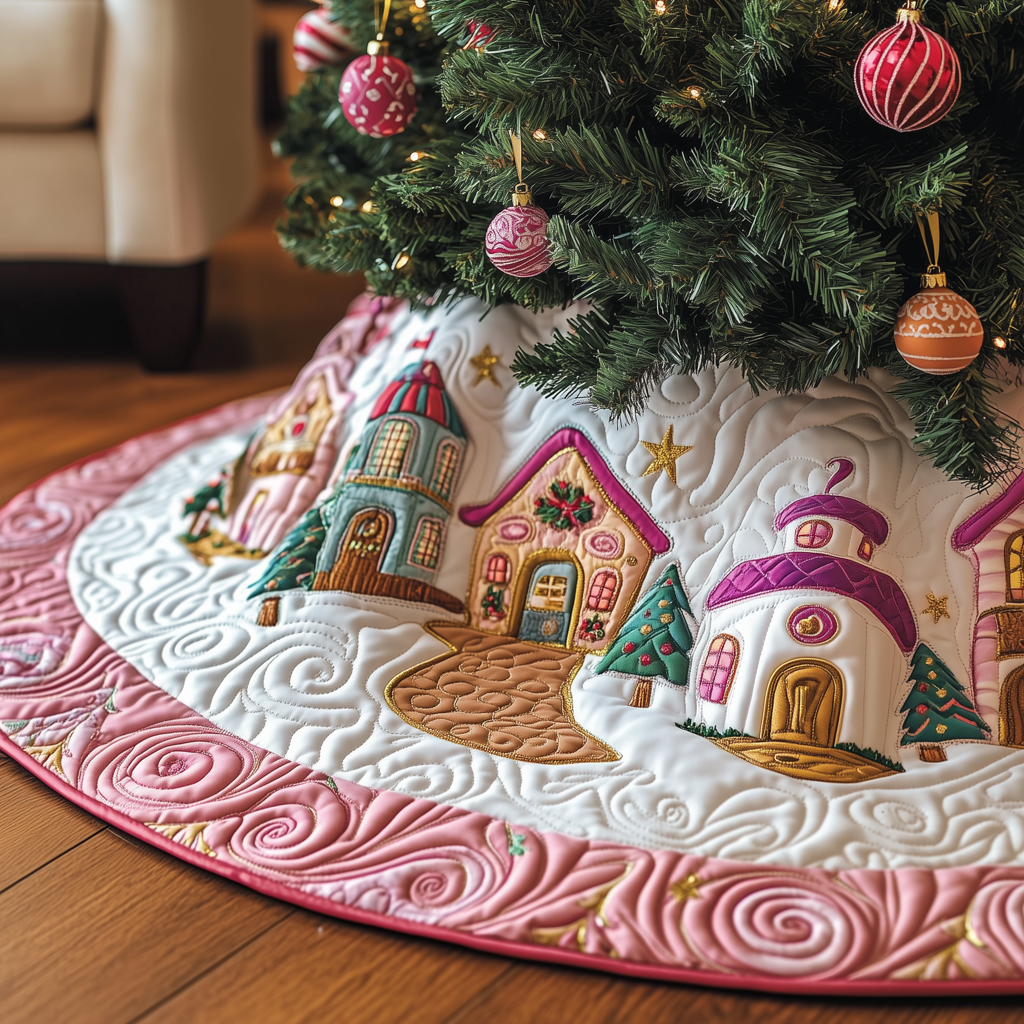 Christmas Village Quilted Tree Skirt Feel the Spirit of Giving with a Safe Tree Skirt Christmas Village Quilted Tree Skirt Feel the Spirit of Giving with a Safe Tree Skirt