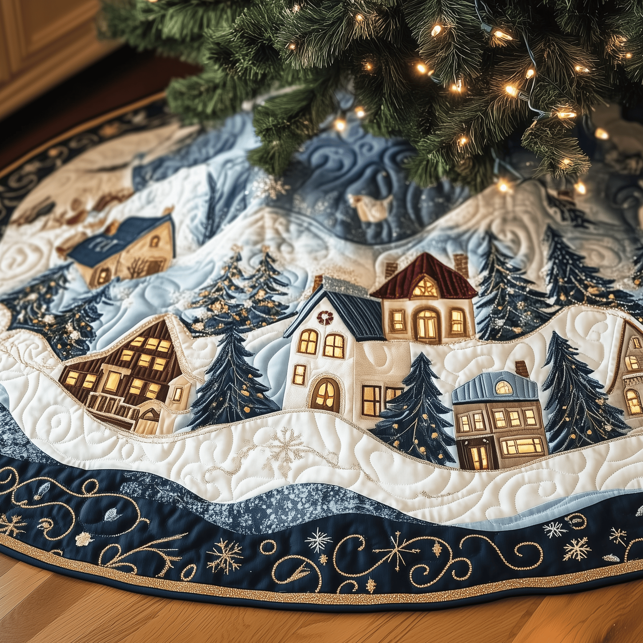 Christmas Village Quilted Tree Skirt Feel Your Home Glow with a Beautiful Tree Skirt Christmas Village Quilted Tree Skirt Feel Your Home Glow with a Beautiful Tree Skirt