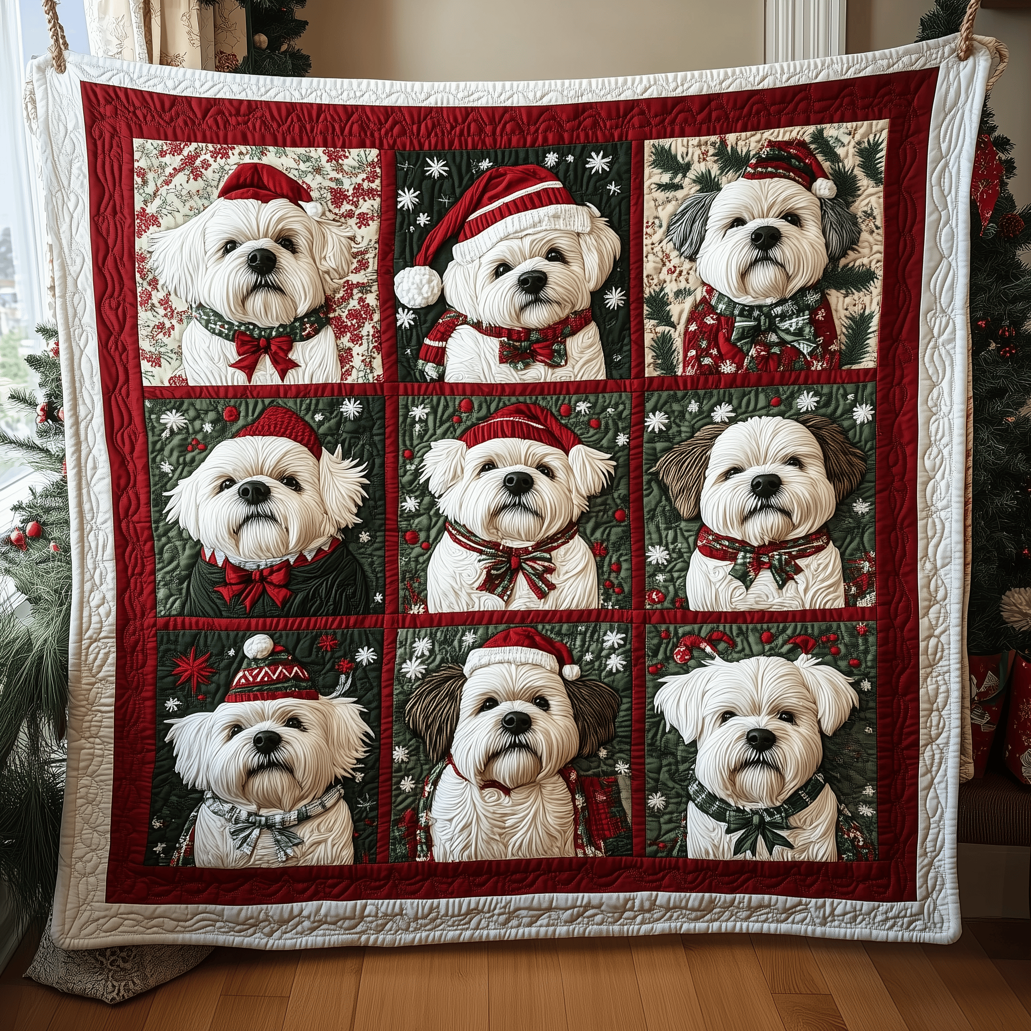 Christmas Westie Quilted Blanket From Sofa to Bed, a Blanket That Does It All Christmas Westie Quilted Blanket From Sofa to Bed, a Blanket That Does It All