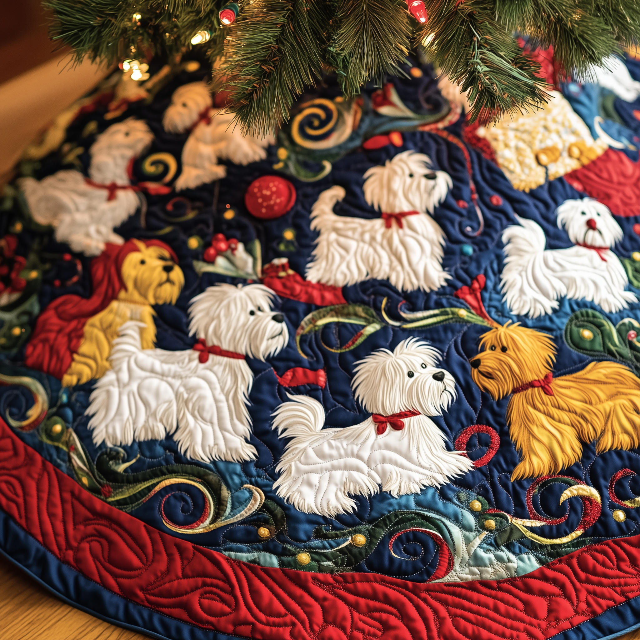 Christmas Westie Quilted Tree Skirt Celebrate New Traditions with a Stylish and Safe Skirt Christmas Westie Quilted Tree Skirt Celebrate New Traditions with a Stylish and Safe Skirt