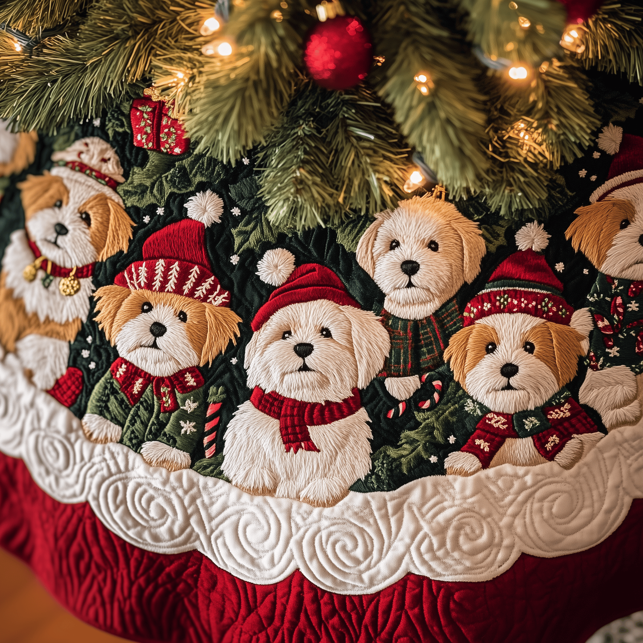 Christmas Westie Quilted Tree Skirt Celebrate the Holidays Fully Protected with a Durable Skirt Christmas Westie Quilted Tree Skirt Celebrate the Holidays Fully Protected with a Durable Skirt