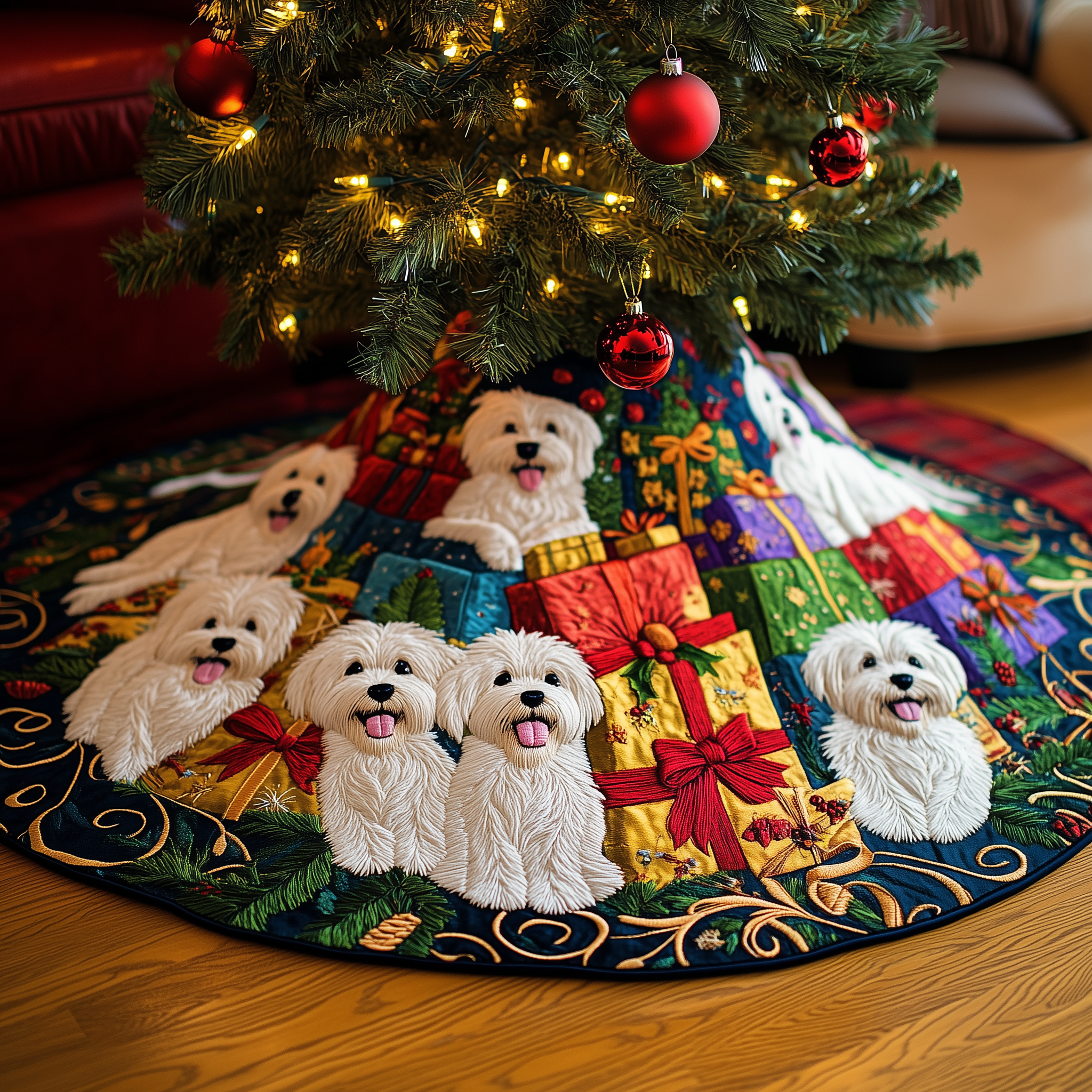 Christmas Westie Quilted Tree Skirt Celebrate Without Compromise Protect Floors in Style Christmas Westie Quilted Tree Skirt Celebrate Without Compromise Protect Floors in Style