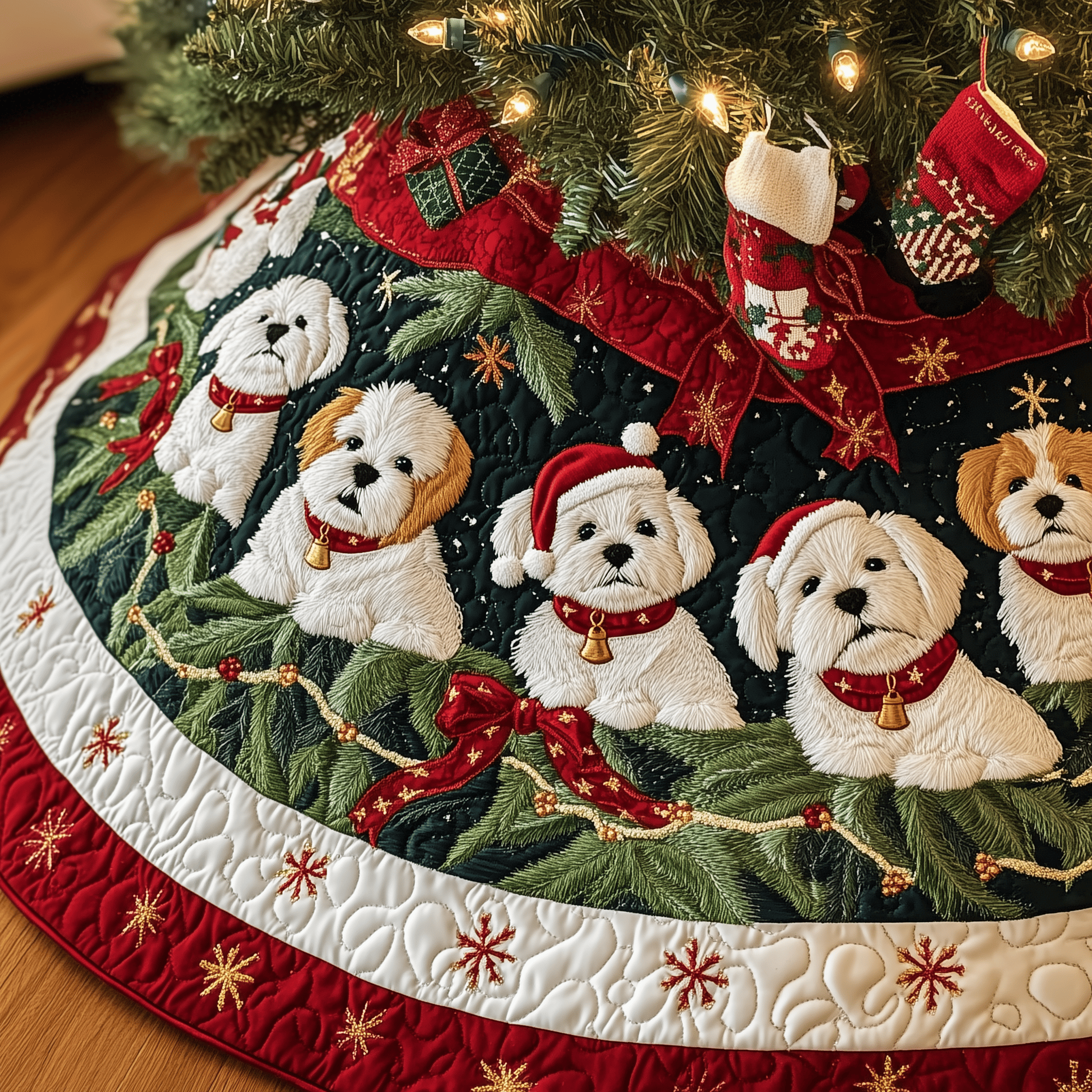 Christmas Westie Quilted Tree Skirt Feel Secure and Festive with Your Christmas Decor Christmas Westie Quilted Tree Skirt Feel Secure and Festive with Your Christmas Decor