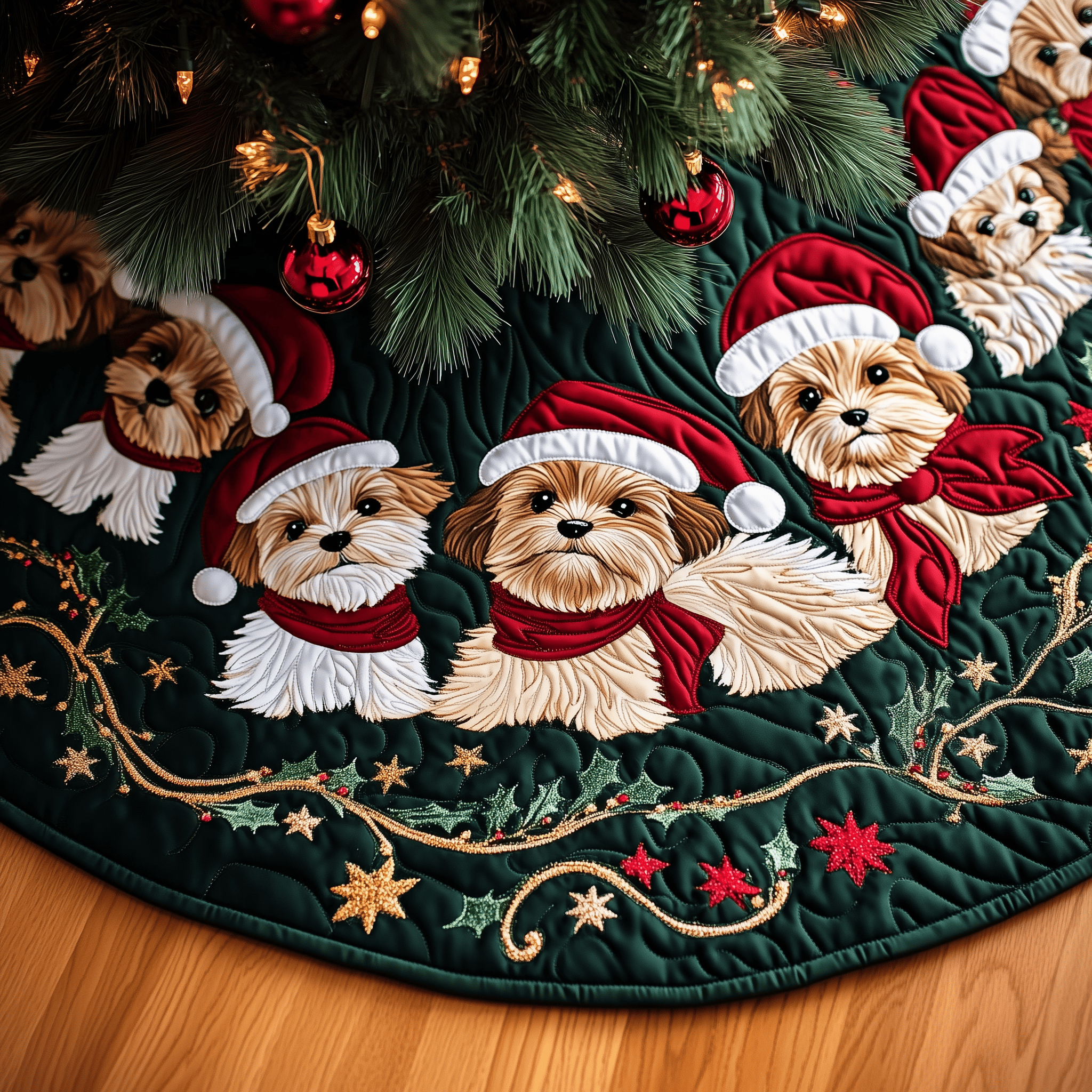 Christmas Yorkie Quilted Tree Skirt Transform Your Holidays with a Safe and Elegant Tree Skirt Christmas Yorkie Quilted Tree Skirt Transform Your Holidays with a Safe and Elegant Tree Skirt