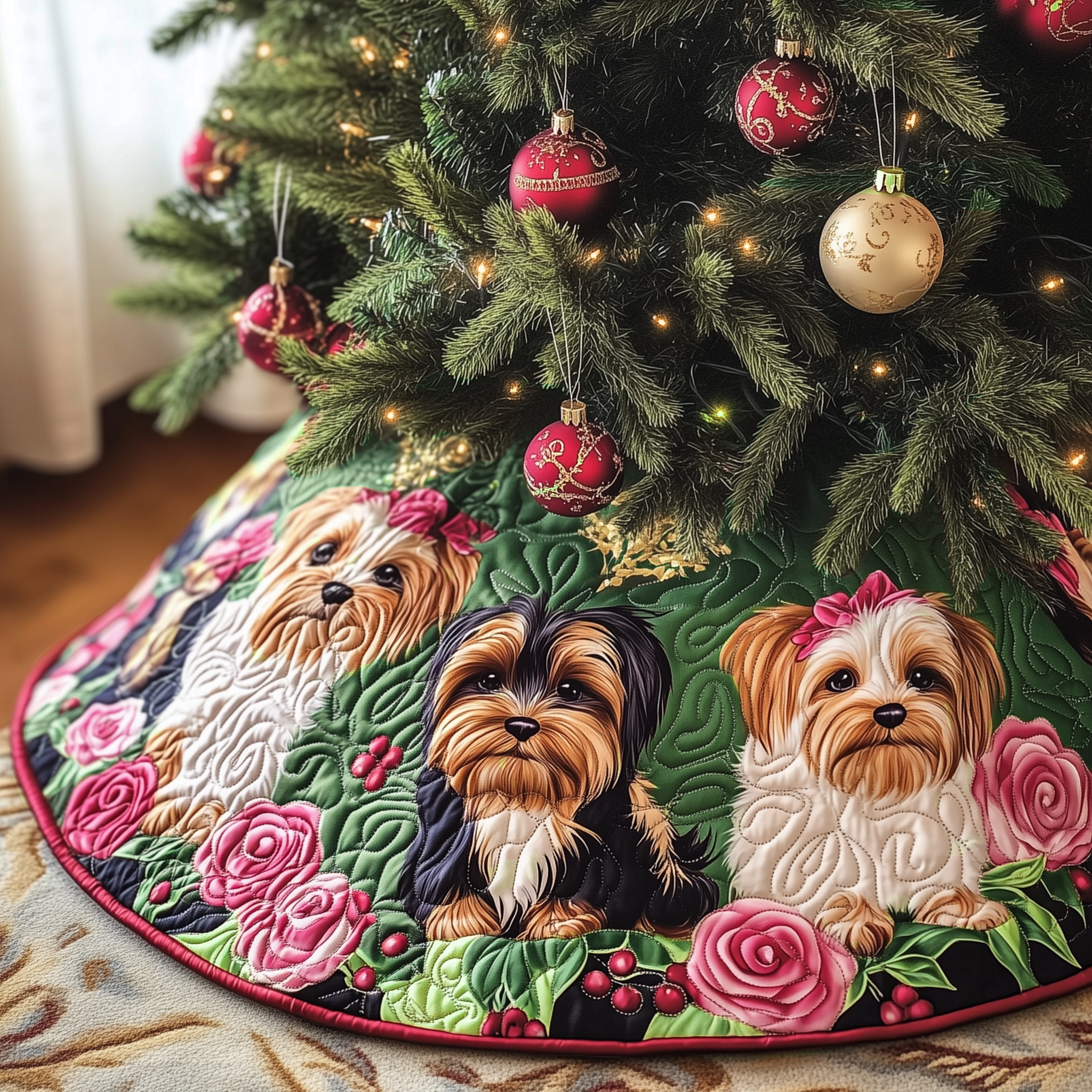 Christmas Yorkshire Terrier Quilted Tree Skirt Celebrate Love and Style with a Thoughtful Tree Skirt Christmas Yorkshire Terrier Quilted Tree Skirt Celebrate Love and Style with a Thoughtful Tree Skirt