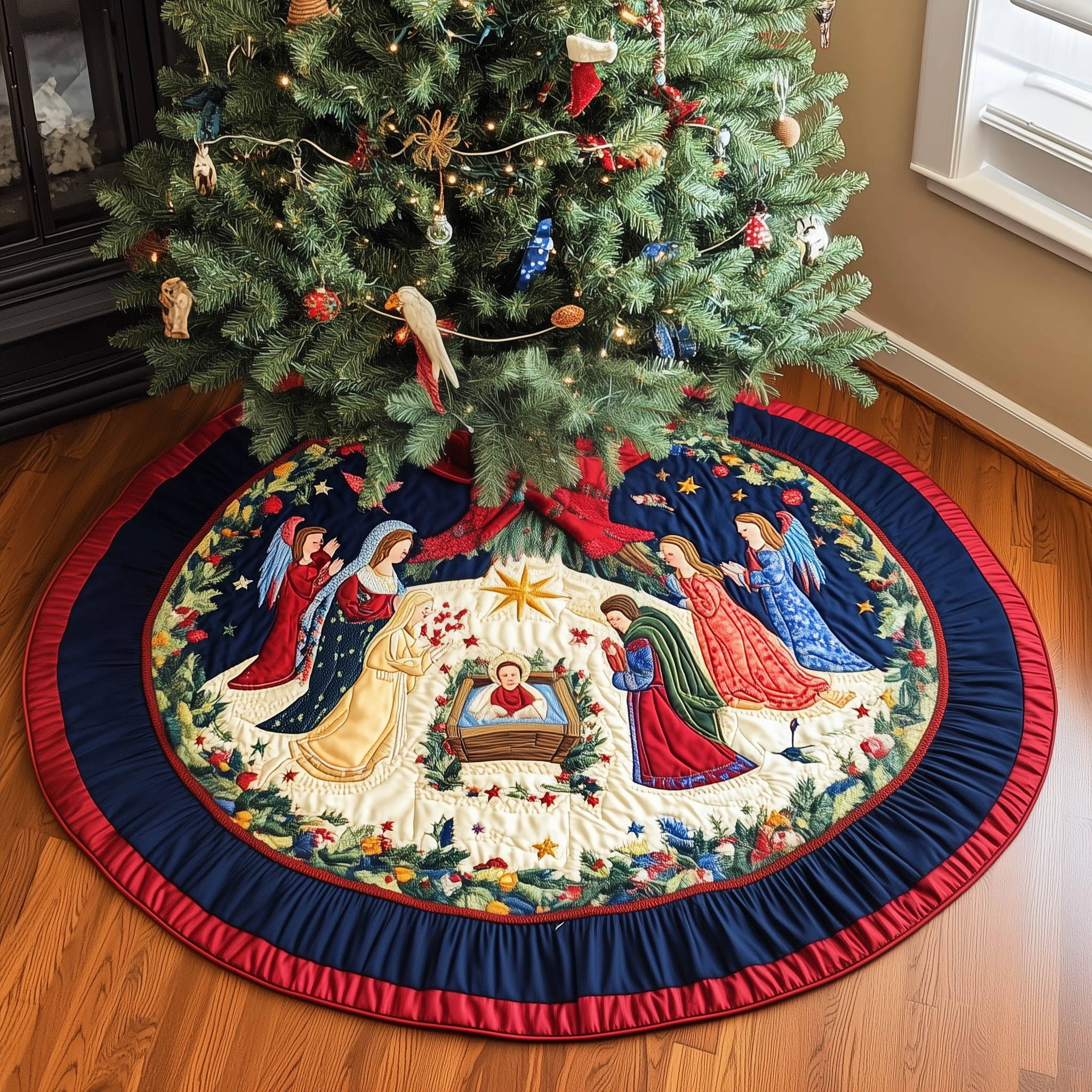 Christ's Arrival Quilted Tree Skirt Celebrate Traditions with a Safe and Elegant Tree Skirt Christ's Arrival Quilted Tree Skirt Celebrate Traditions with a Safe and Elegant Tree Skirt
