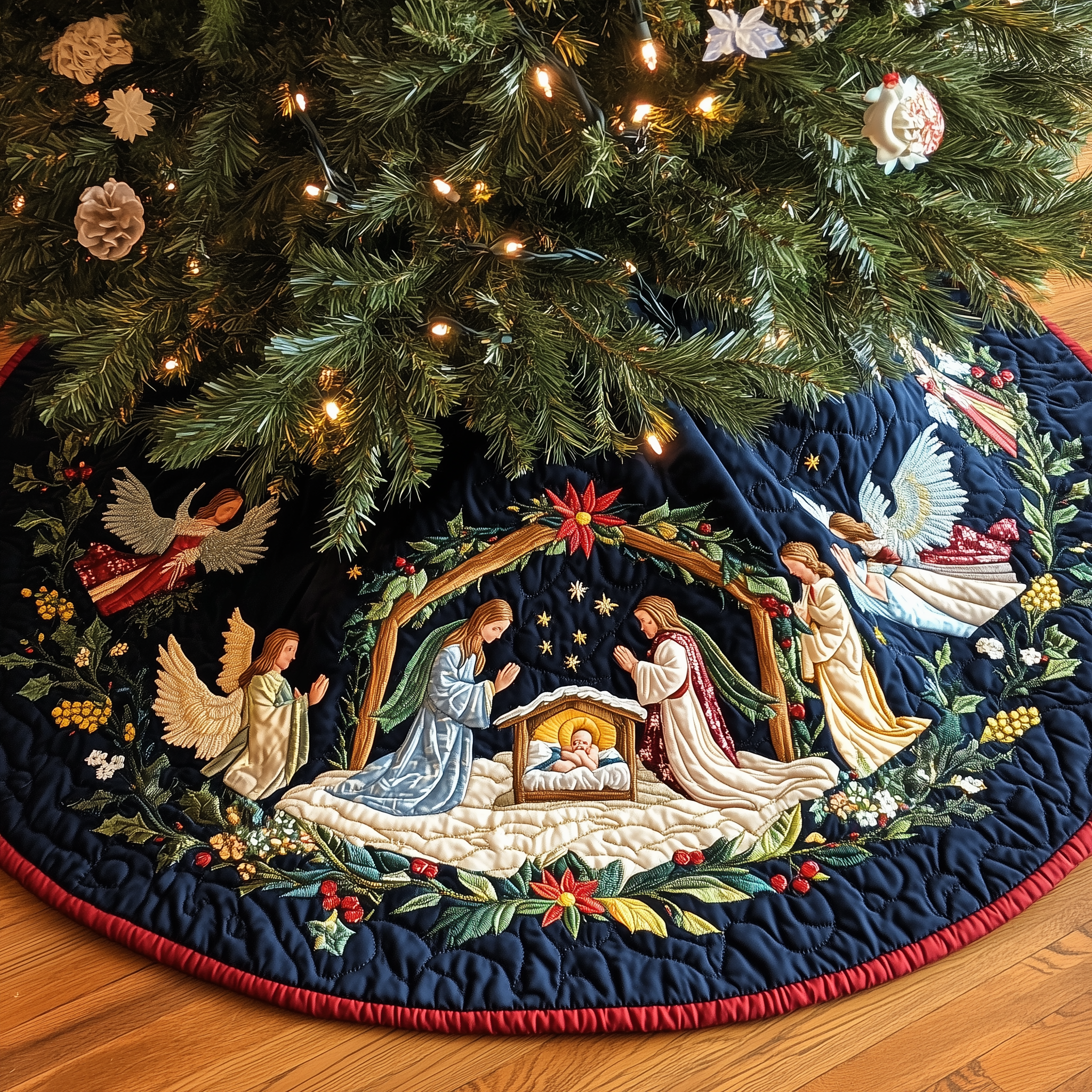 Christ's Arrival Quilted Tree Skirt Celebrate With Peace of Mind and a Durable Tree Skirt Christ's Arrival Quilted Tree Skirt Celebrate With Peace of Mind and a Durable Tree Skirt