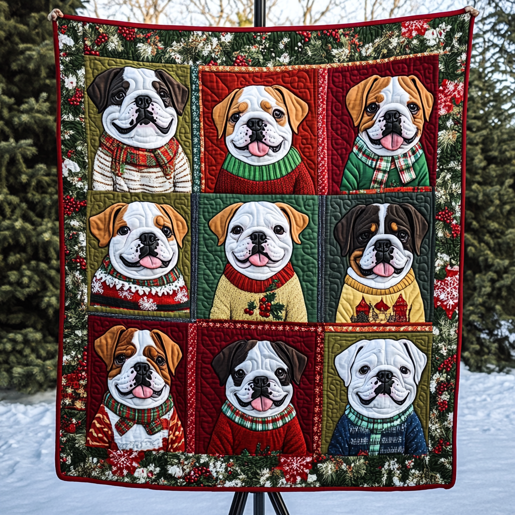 Chritmas Cute Bulldog Quilted Blanket Enjoy Tailored Comfort with Our Exclusive Blanket Chritmas Cute Bulldog Quilted Blanket Enjoy Tailored Comfort with Our Exclusive Blanket