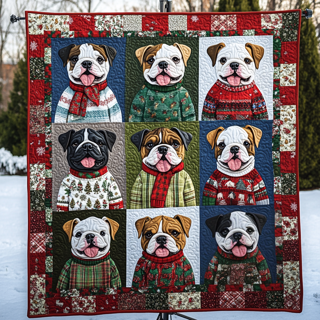 Chritmas Cute Bulldog Quilted Blanket Experience True Personal Comfort with Our Blanket Chritmas Cute Bulldog Quilted Blanket Experience True Personal Comfort with Our Blanket