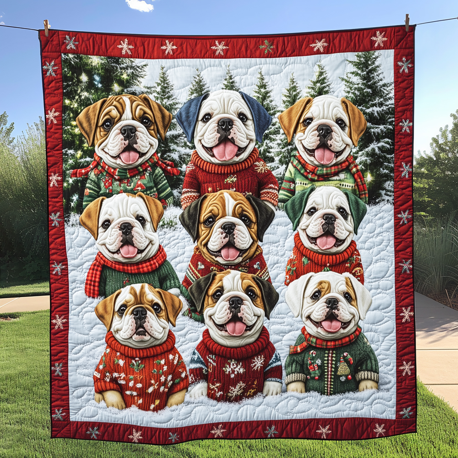 Chritmas Cute Bulldog Quilted Blanket Feel Like Royalty with a Blanket Fit for Kings Chritmas Cute Bulldog Quilted Blanket Feel Like Royalty with a Blanket Fit for Kings