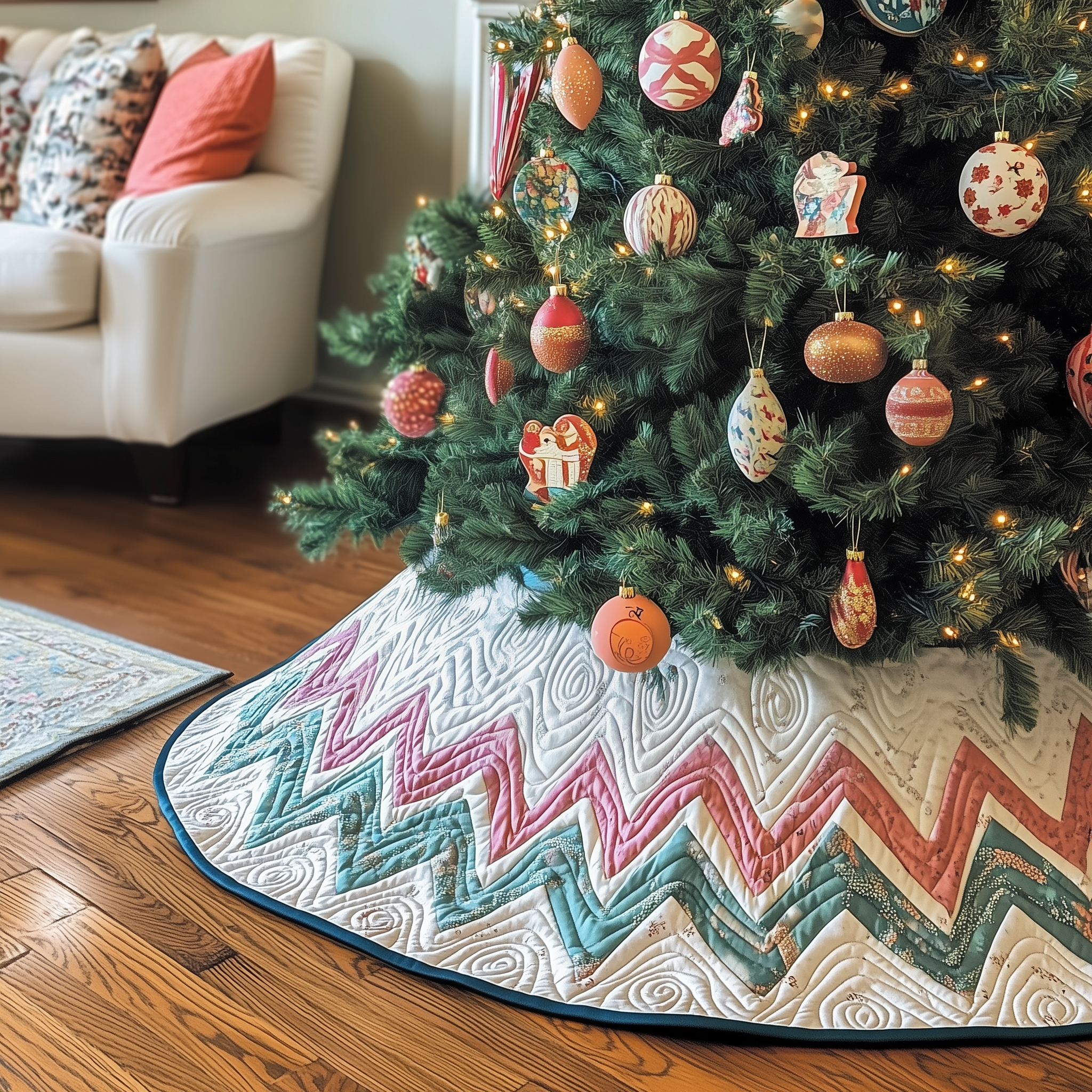 Classic Chevron Patchwork Quilted Tree Skirt A Safe and Stylish Tree Skirt for Your Family's Happiness Classic Chevron Patchwork Quilted Tree Skirt A Safe and Stylish Tree Skirt for Your Family's Happiness