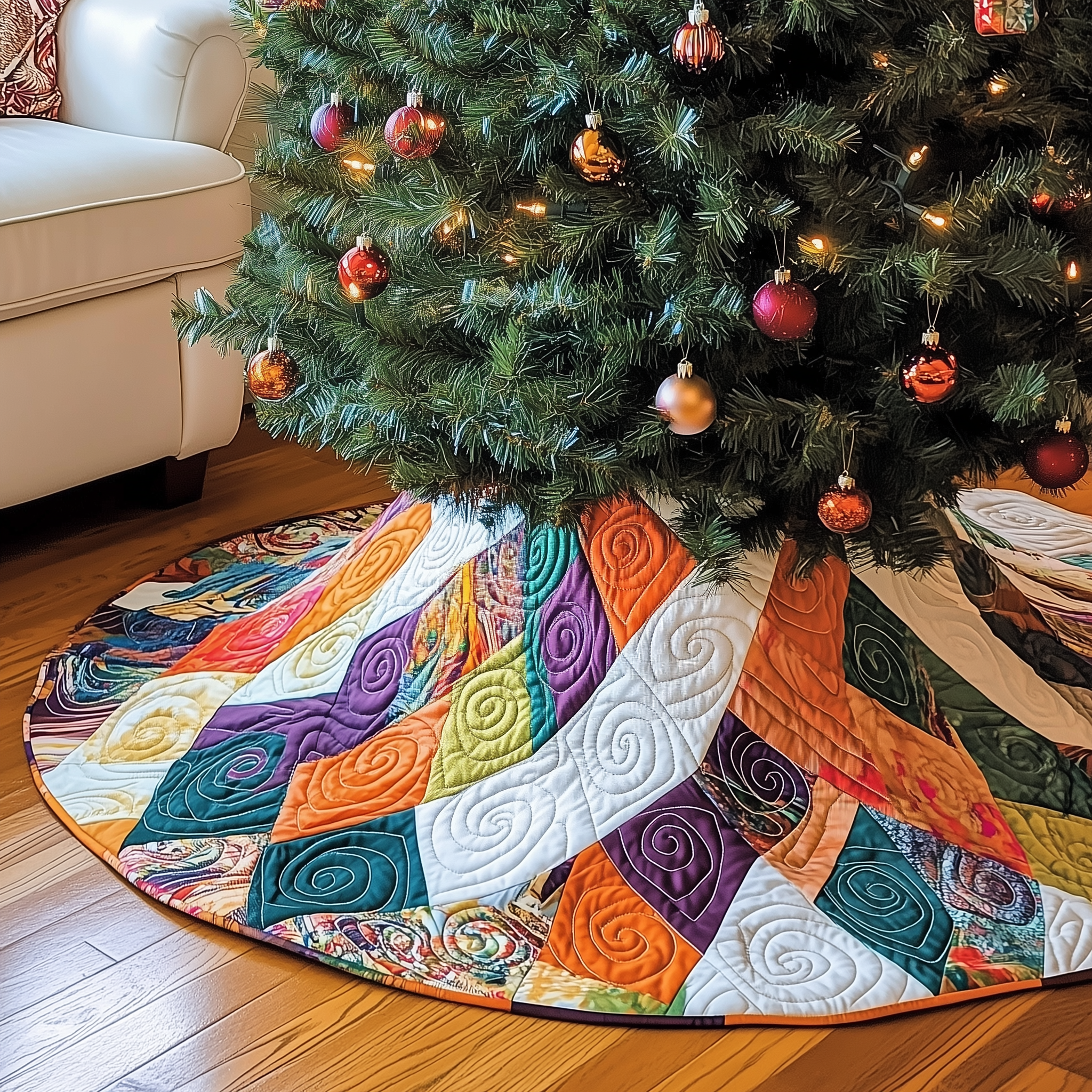 Classic Colorful Patchwork Quilted Tree Skirt Bring Comfort to Your Holidays with a Durable Tree Skirt Classic Colorful Patchwork Quilted Tree Skirt Bring Comfort to Your Holidays with a Durable Tree Skirt