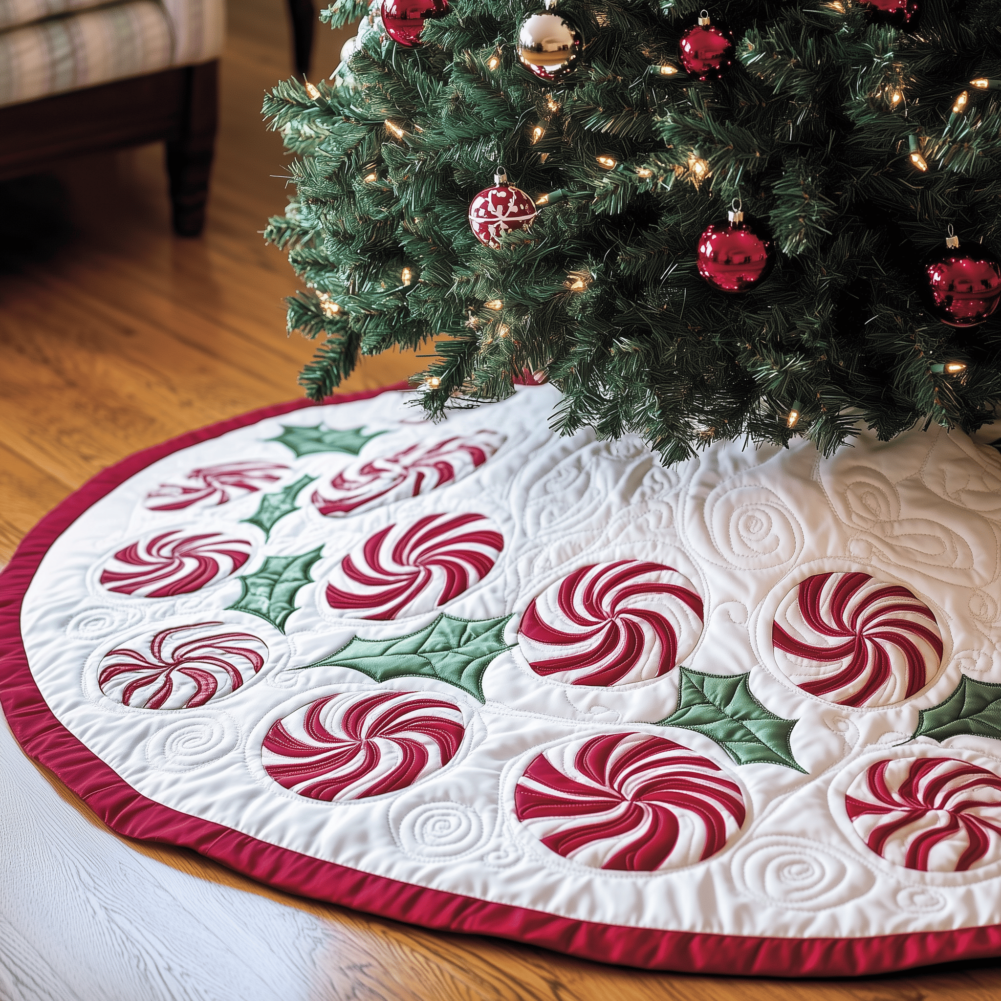 Classic Peppermint Candy Quilted Tree Skirt Celebrate with Grace and Safety in Every Detail Classic Peppermint Candy Quilted Tree Skirt Celebrate with Grace and Safety in Every Detail