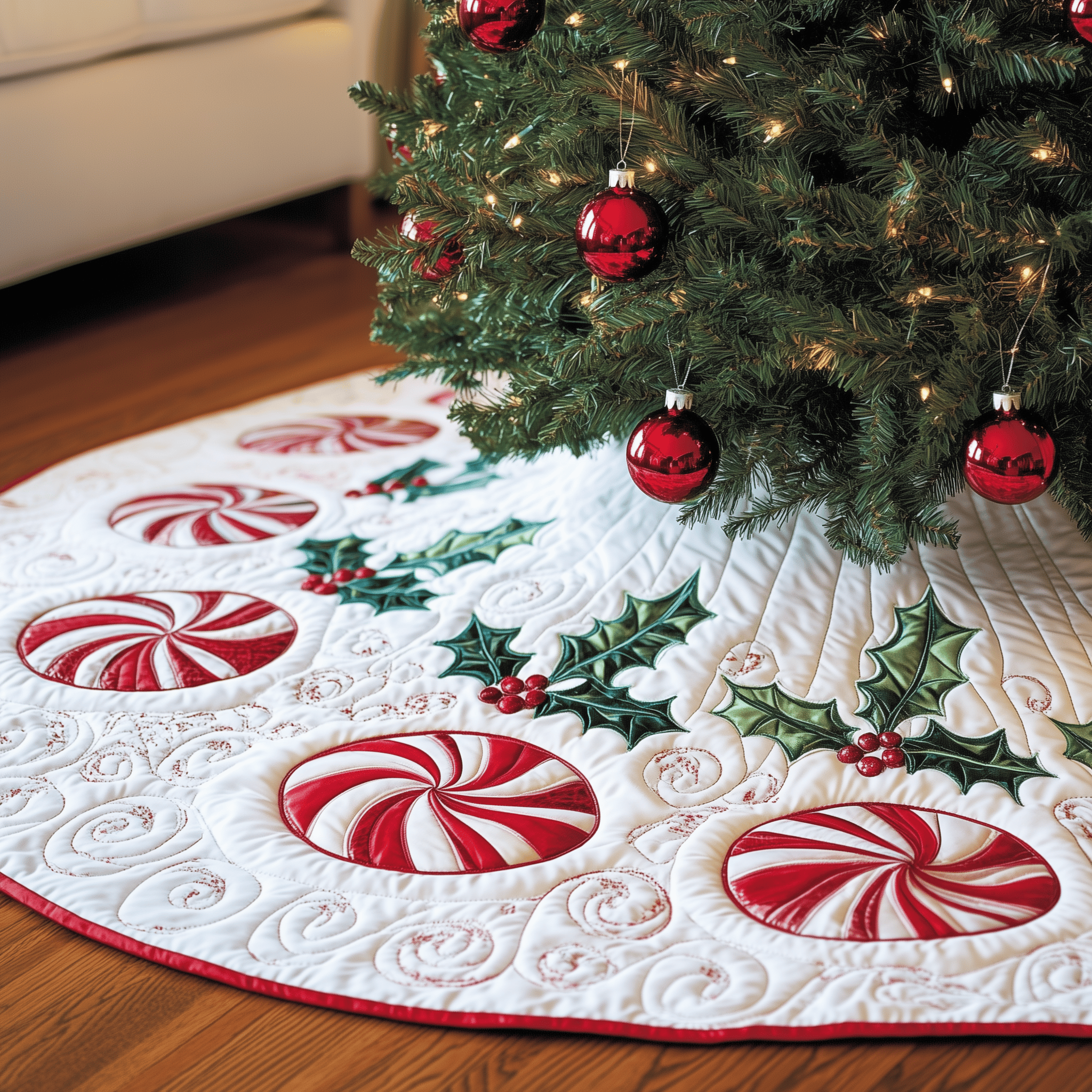 Classic Peppermint Candy Quilted Tree Skirt Style Meets Comfort in the Perfect Christmas Tree Skirt Classic Peppermint Candy Quilted Tree Skirt Style Meets Comfort in the Perfect Christmas Tree Skirt