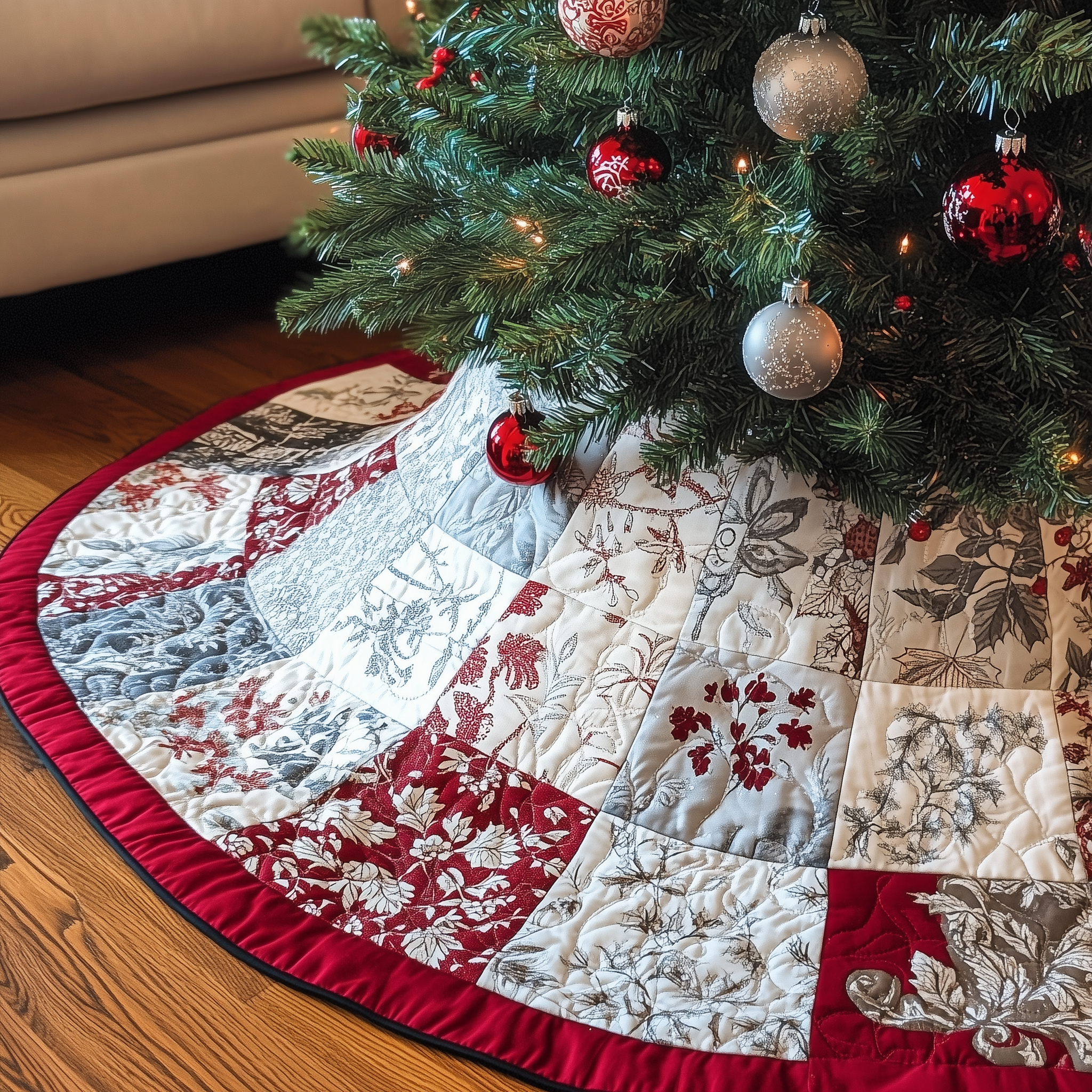 Classic Red White Patchwork Quilted Tree Skirt Make Every Holiday Moment Bright with a Chic Tree Skirt Classic Red White Patchwork Quilted Tree Skirt Make Every Holiday Moment Bright with a Chic Tree Skirt