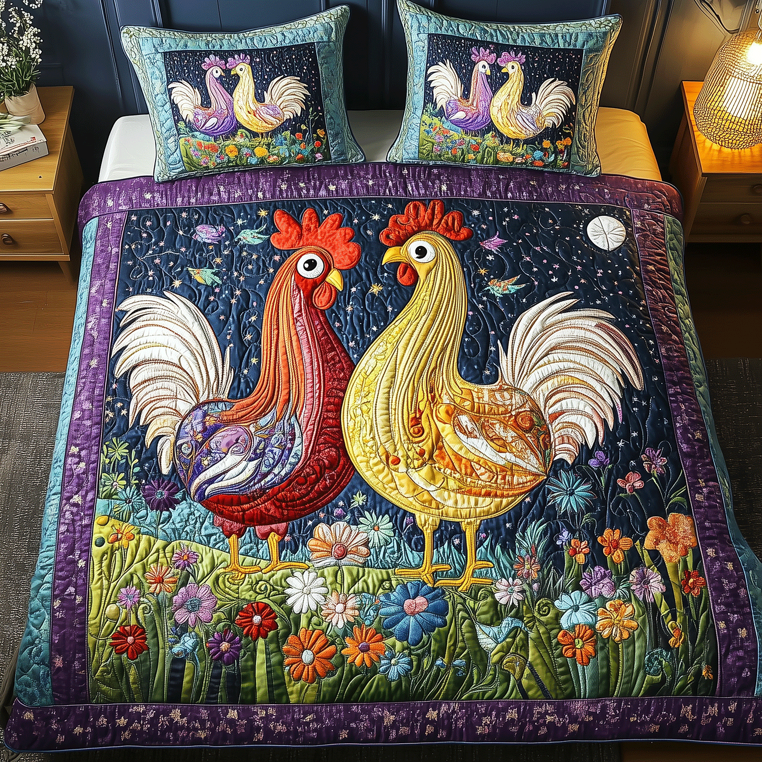 Cluck and Bloom Quilted Bedding Set Red Cardinal Gifts Ideas Cluck and Bloom Quilted Bedding Set Red Cardinal Gifts Ideas