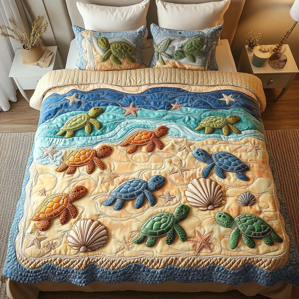 Coastal Haven Quilted Bedding Set Unique Gifts For Turtle Lovers Coastal Haven Quilted Bedding Set Unique Gifts For Turtle Lovers