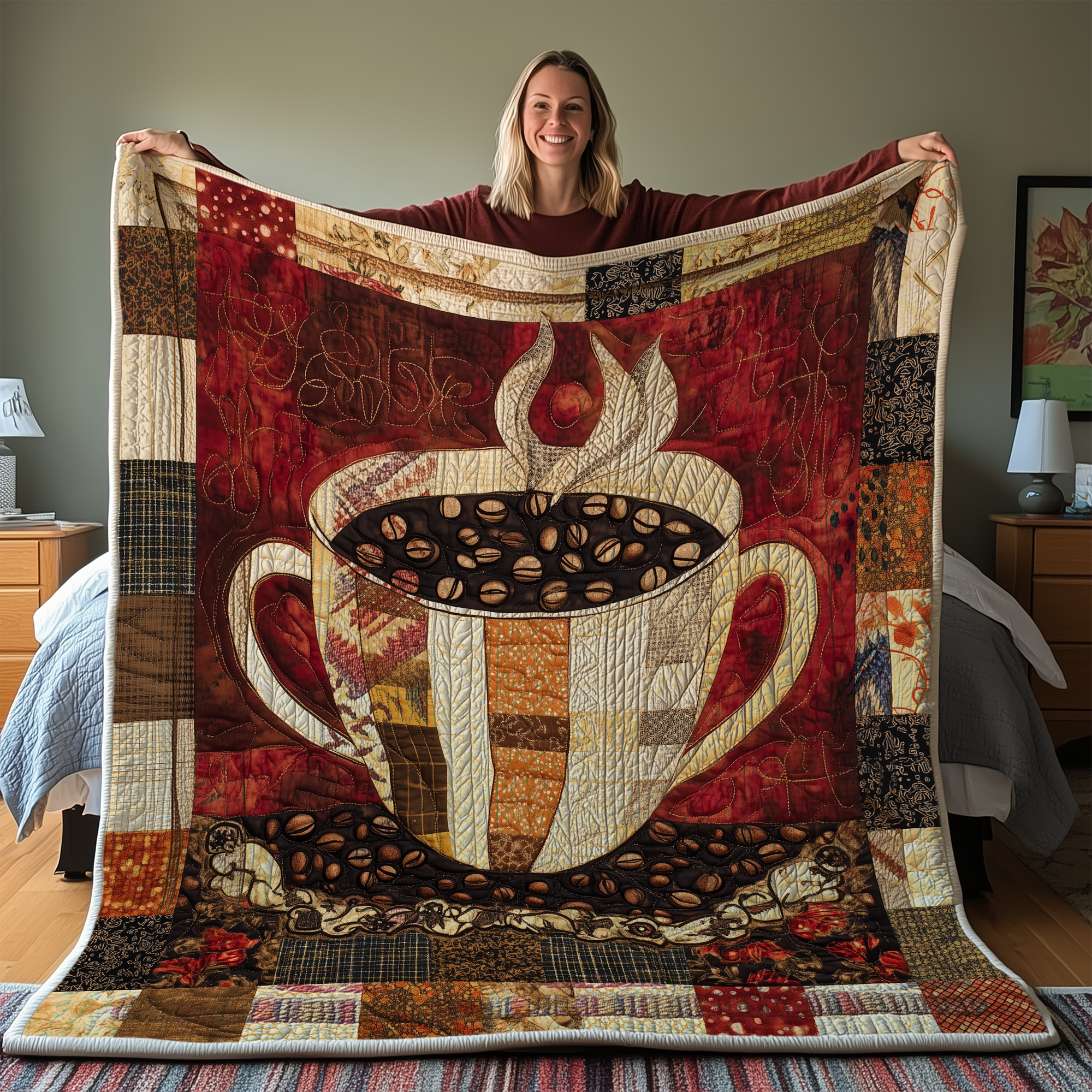 Coffee Cup Quilted Blanket Nice Throw Blankets Best Coffee Gifts Coffee Cup Quilted Blanket Nice Throw Blankets Best Coffee Gifts