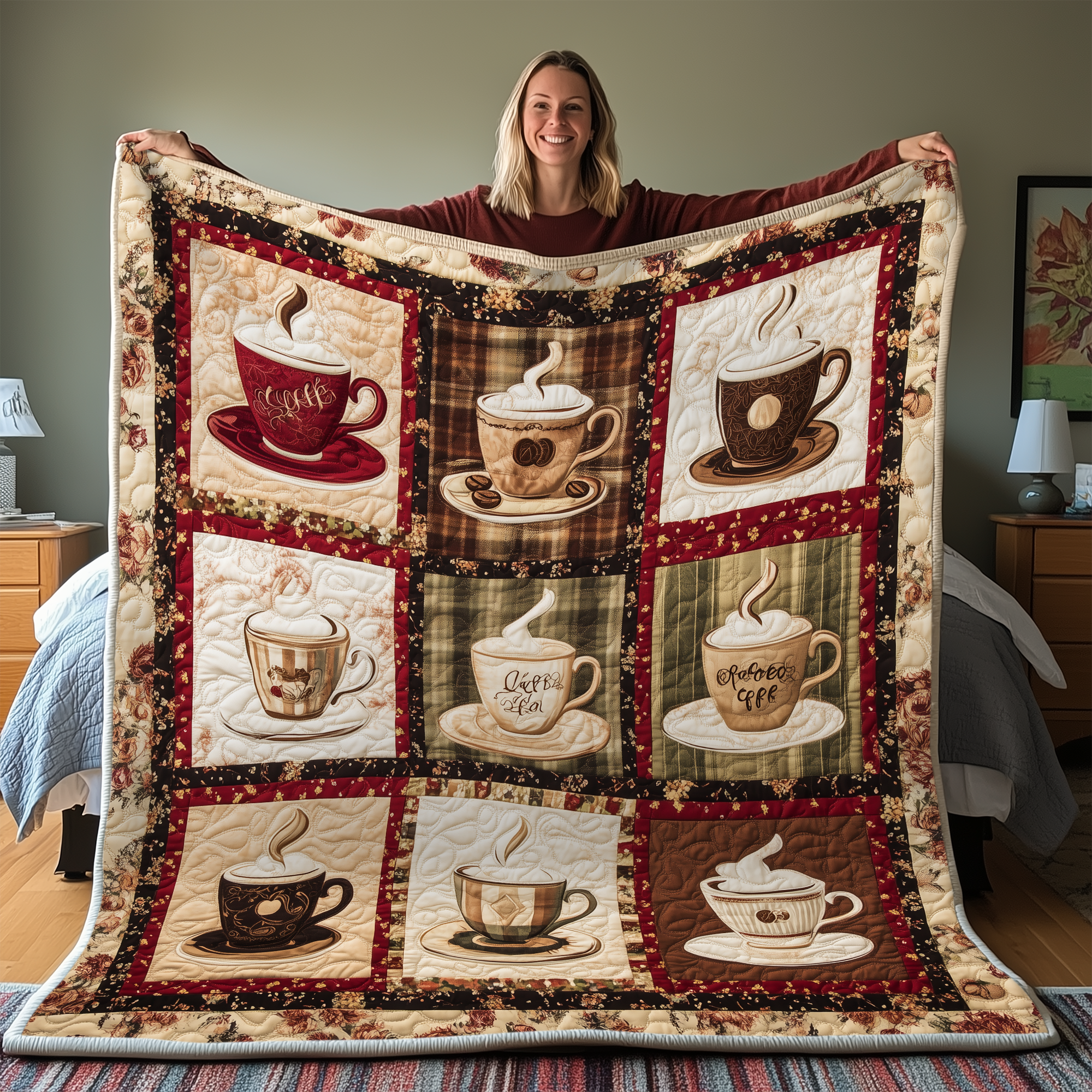 Coffee Cup Quilted Blanket Nice Throw Blankets Best Gifts For Coffee Lovers Coffee Cup Quilted Blanket Nice Throw Blankets Best Gifts For Coffee Lovers