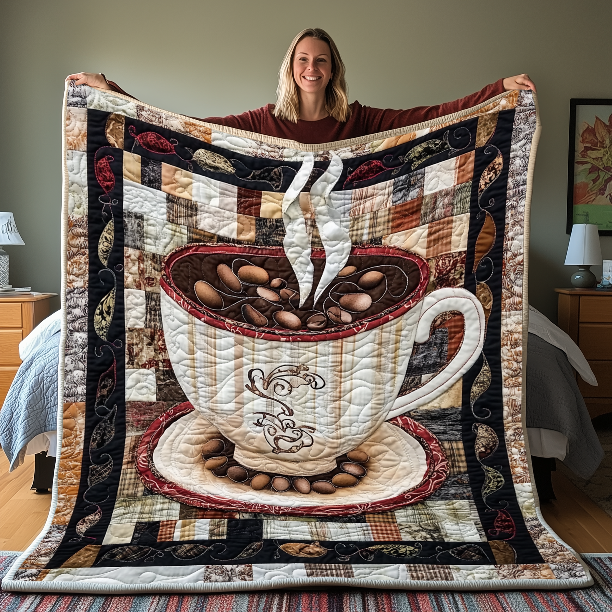 Coffee Cup Quilted Blanket Nice Throw Blankets Coffee Christmas Gifts Coffee Cup Quilted Blanket Nice Throw Blankets Coffee Christmas Gifts