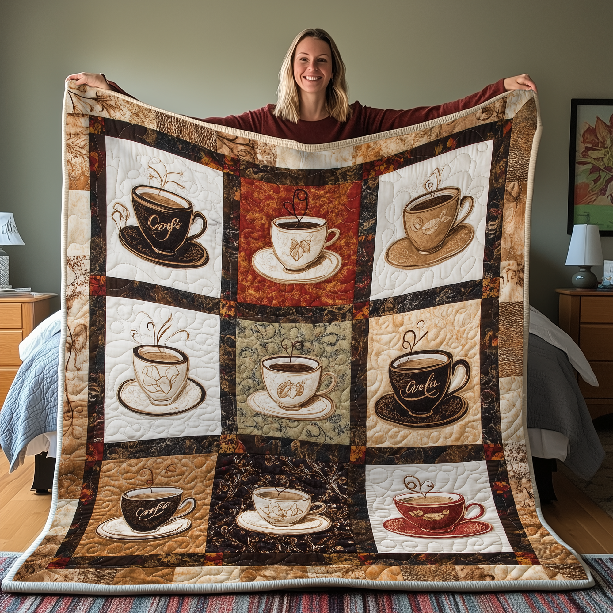 Coffee Cup Quilted Blanket Nice Throw Blankets Coffee Gifts For Her Coffee Cup Quilted Blanket Nice Throw Blankets Coffee Gifts For Her