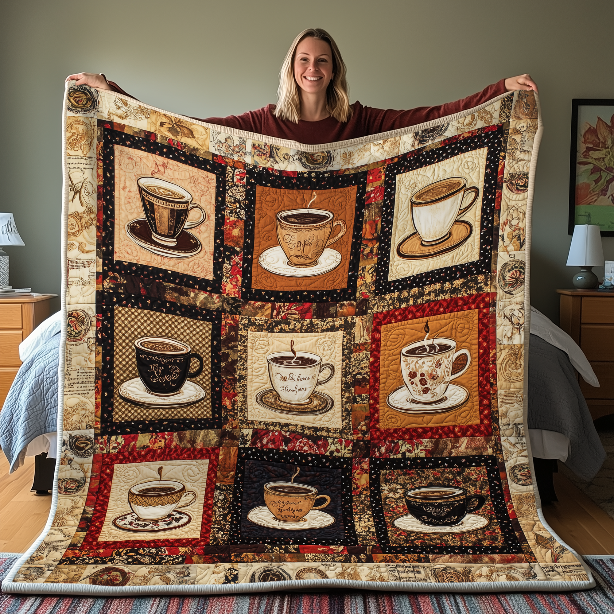 Coffee Cup Quilted Blanket Nice Throw Blankets Coffee Gifts For Men Coffee Cup Quilted Blanket Nice Throw Blankets Coffee Gifts For Men