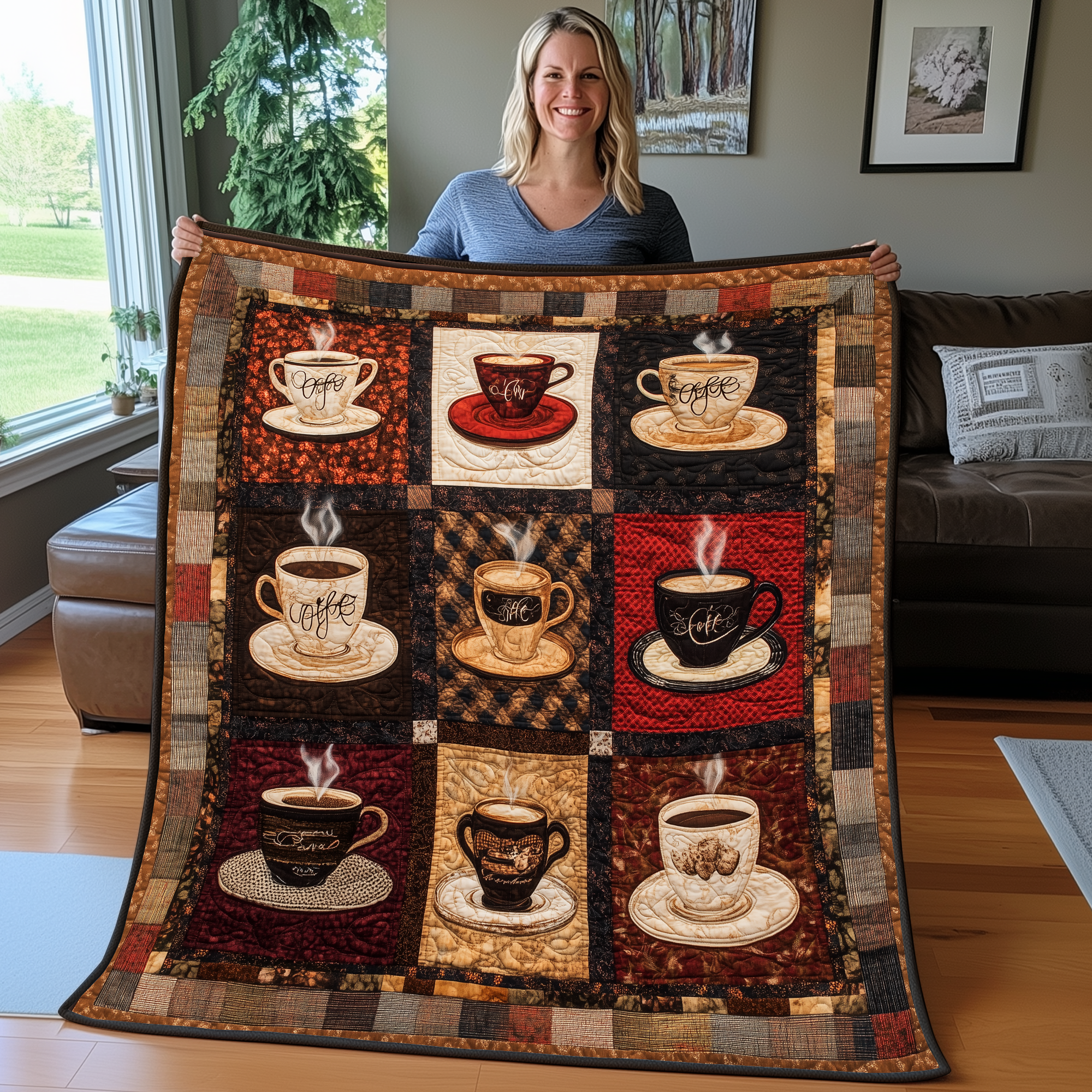 Coffee Cup Quilted Blanket Nice Throw Blankets Gifts For Coffee Lovers Coffee Cup Quilted Blanket Nice Throw Blankets Gifts For Coffee Lovers