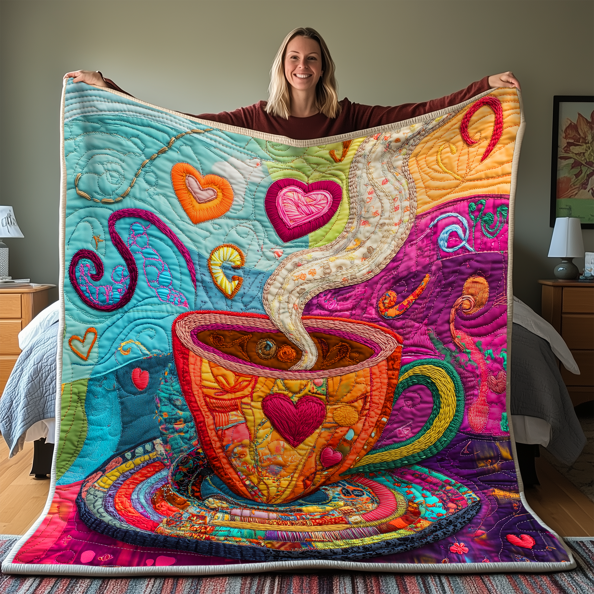 Coffee Cup Quilted Blanket Nice Throw Blankets Unique Gifts ForCoffee Lovers Coffee Cup Quilted Blanket Nice Throw Blankets Unique Gifts ForCoffee Lovers