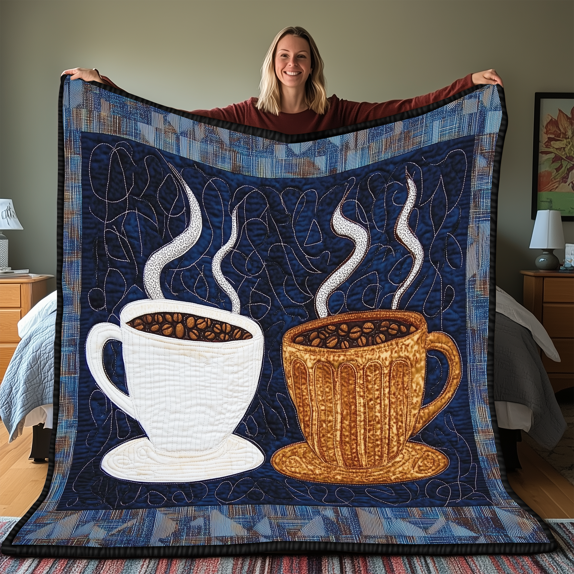 Coffee Cup Quilted Blanket Nice Throw Blankets Unique Themed Coffee Presents Coffee Cup Quilted Blanket Nice Throw Blankets Unique Themed Coffee Presents