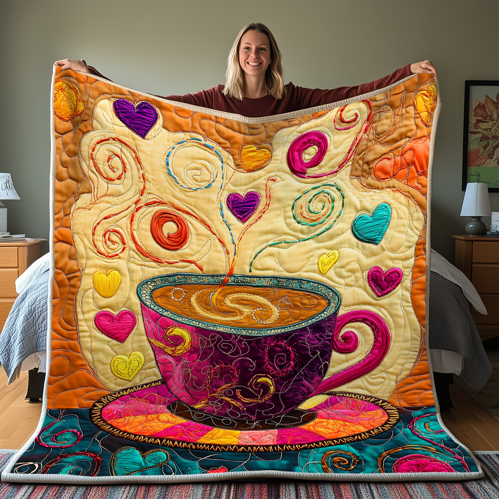 Coffee Cup Quilted Blanket Nice Throw Blankets Unusual Coffee Gifts Coffee Cup Quilted Blanket Nice Throw Blankets Unusual Coffee Gifts
