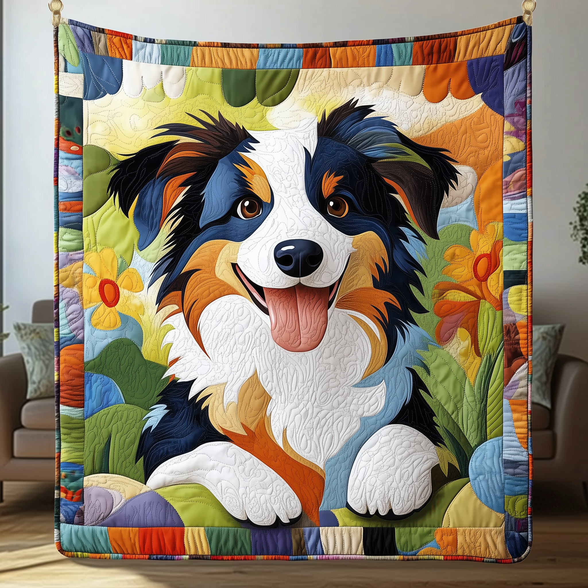 Colorful Border Collie Quilted Blanket Feel Comfortable Indoors and Out with Our Multi-Use Blanket Colorful Border Collie Quilted Blanket Feel Comfortable Indoors and Out with Our Multi-Use Blanket
