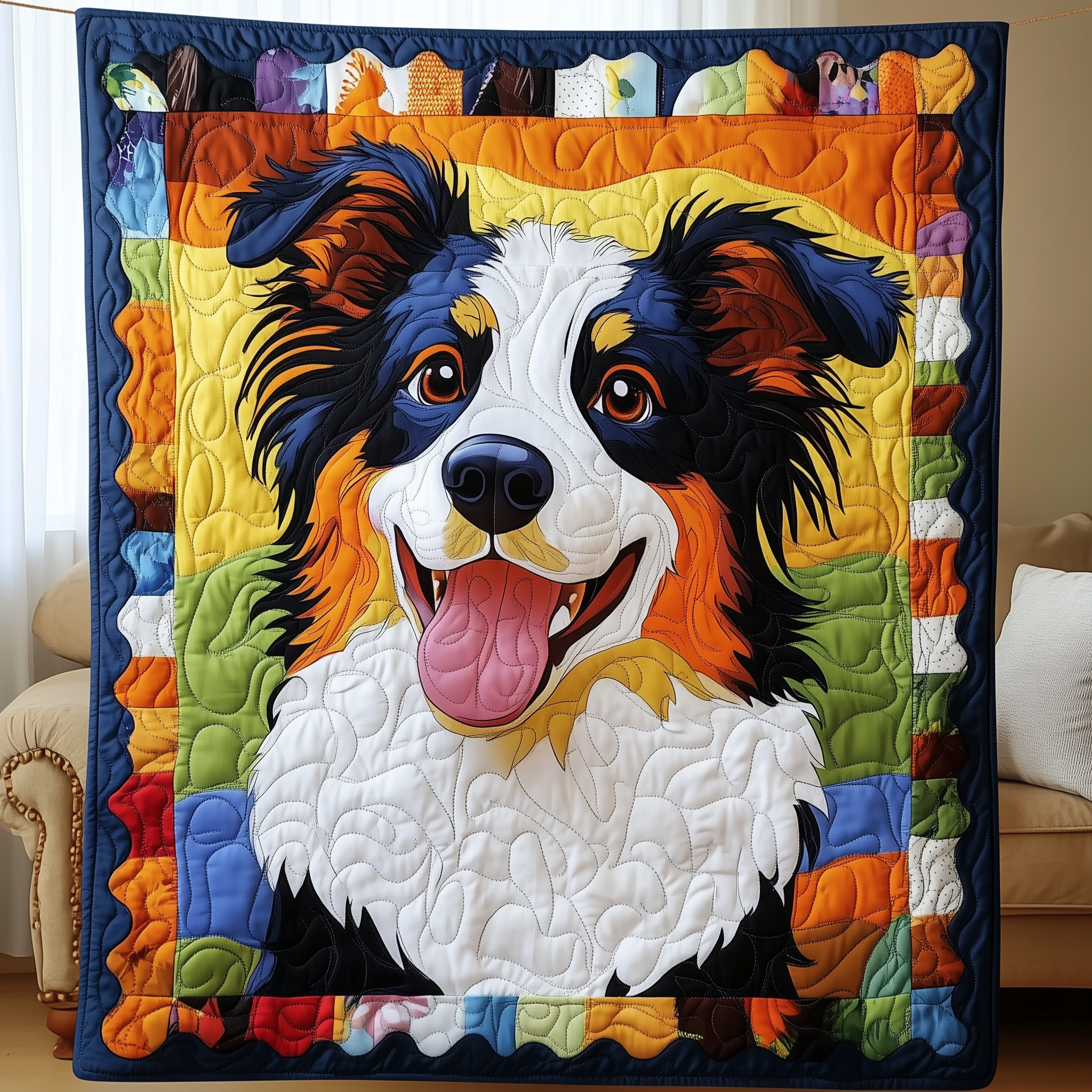 Colorful Border Collie Quilted Blanket Feel Prepared for Any Occasion with a Versatile Blanket Colorful Border Collie Quilted Blanket Feel Prepared for Any Occasion with a Versatile Blanket