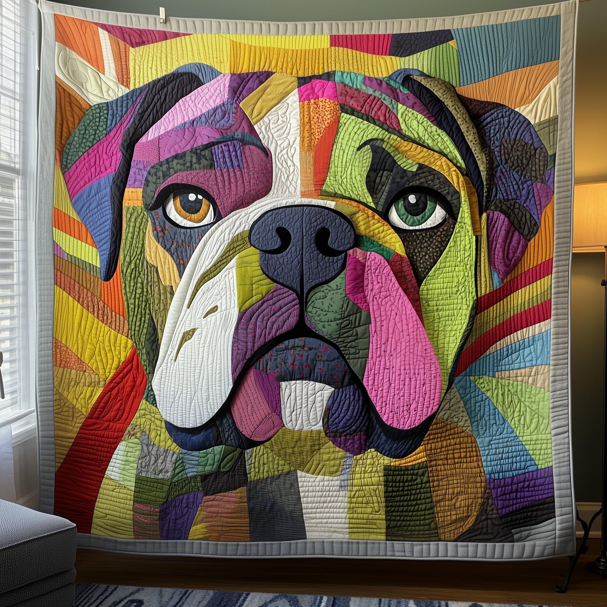 Colorful Bulldog Quilted Blanket Best Throw Blanket Bulldog Themed Gifts Colorful Bulldog Quilted Blanket Best Throw Blanket Bulldog Themed Gifts