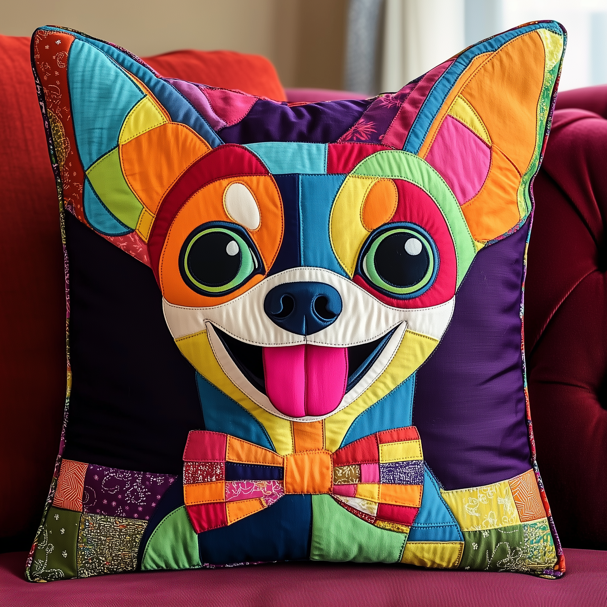 Colorful Chihuahua Quilted Pillow Case A Pillow Case That Combines Fashion and Functionality Colorful Chihuahua Quilted Pillow Case A Pillow Case That Combines Fashion and Functionality