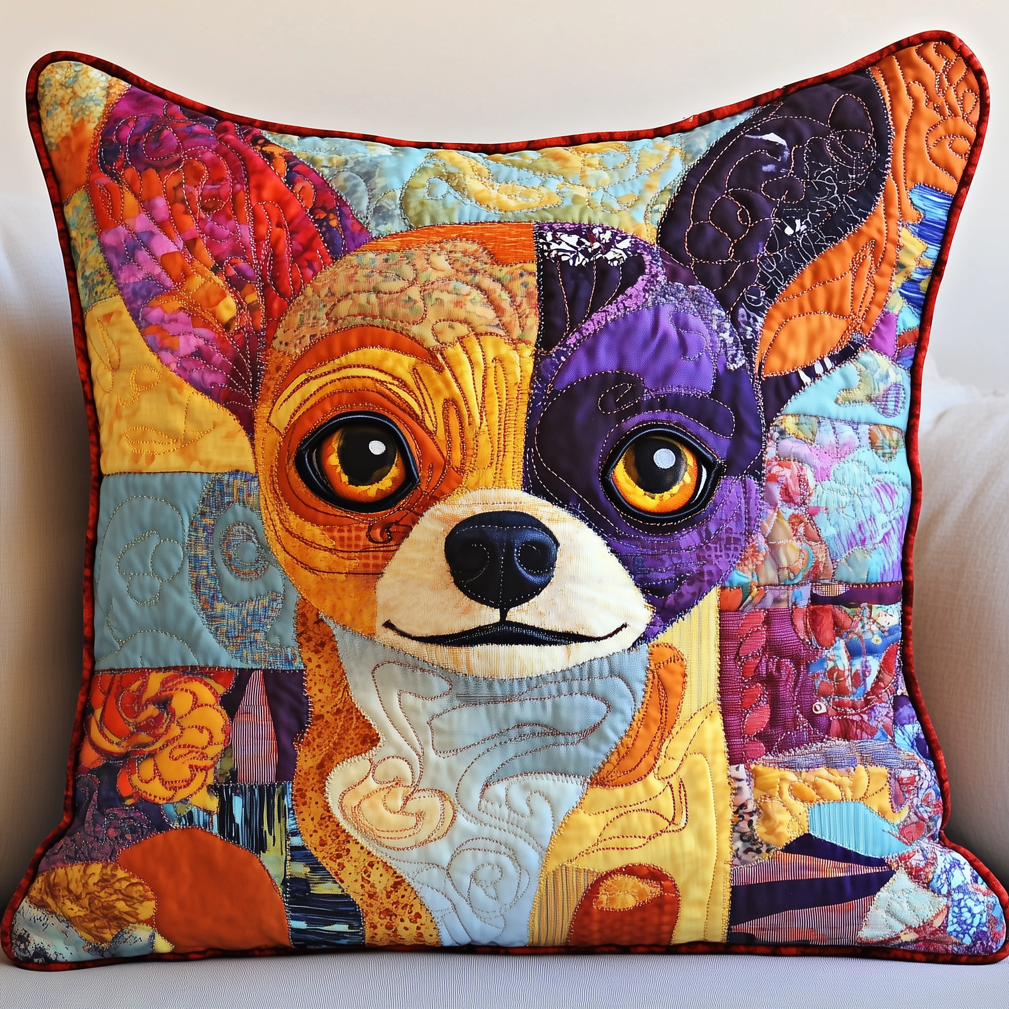 Colorful Chihuahua Quilted Pillow Case A Stylish and Cozy Night Starts with the Perfect Pillow Case Colorful Chihuahua Quilted Pillow Case A Stylish and Cozy Night Starts with the Perfect Pillow Case