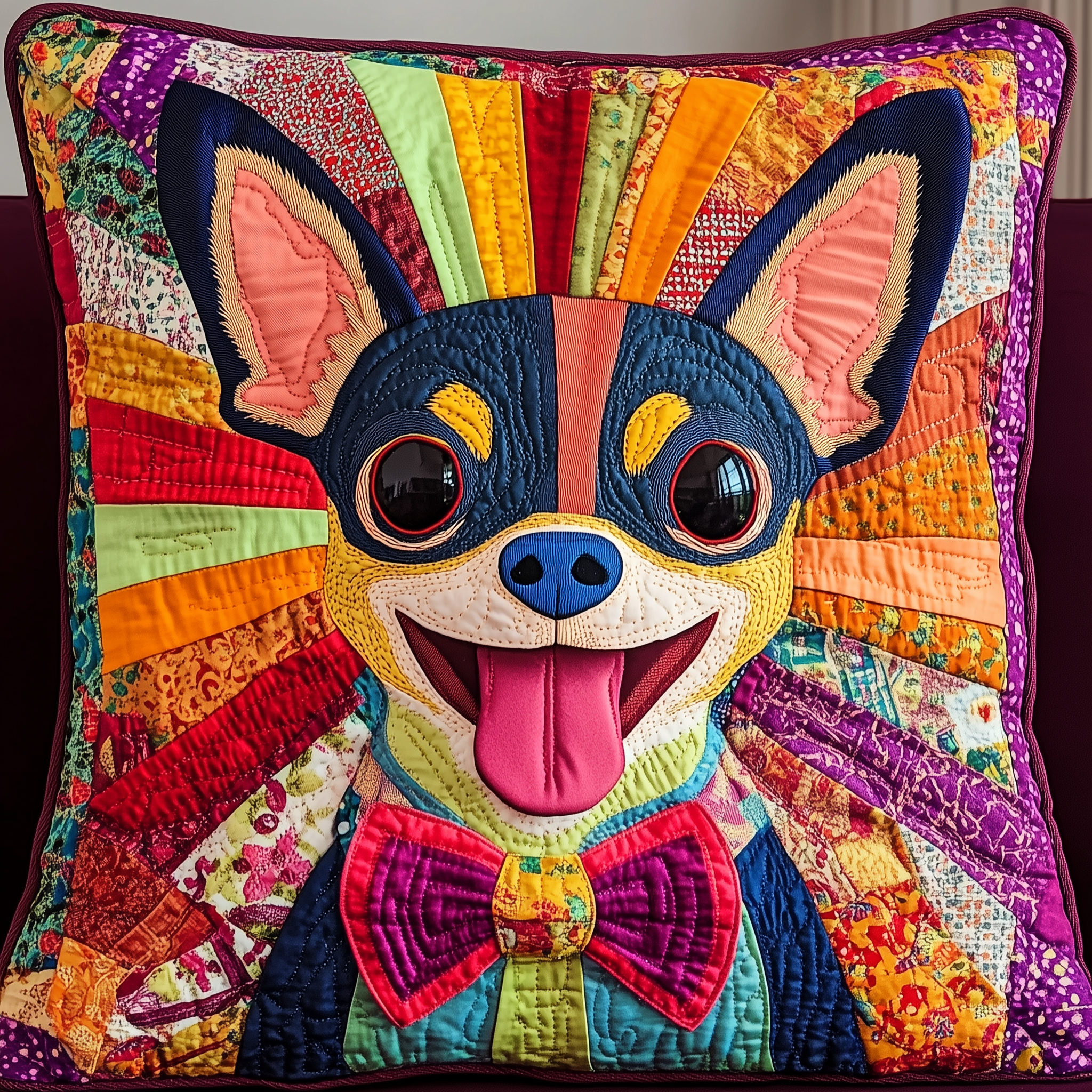 Colorful Chihuahua Quilted Pillow Case Dream Big Sleep Better Colorful Chihuahua Quilted Pillow Case Dream Big Sleep Better