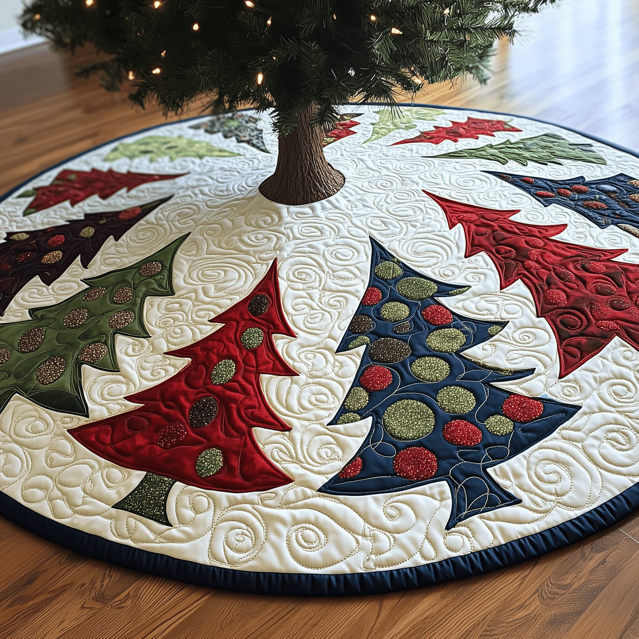 Colorful Christmas Trees Quilted Tree Skirt Celebrate Without Worry Choose a Secure Tree Skirt Colorful Christmas Trees Quilted Tree Skirt Celebrate Without Worry Choose a Secure Tree Skirt