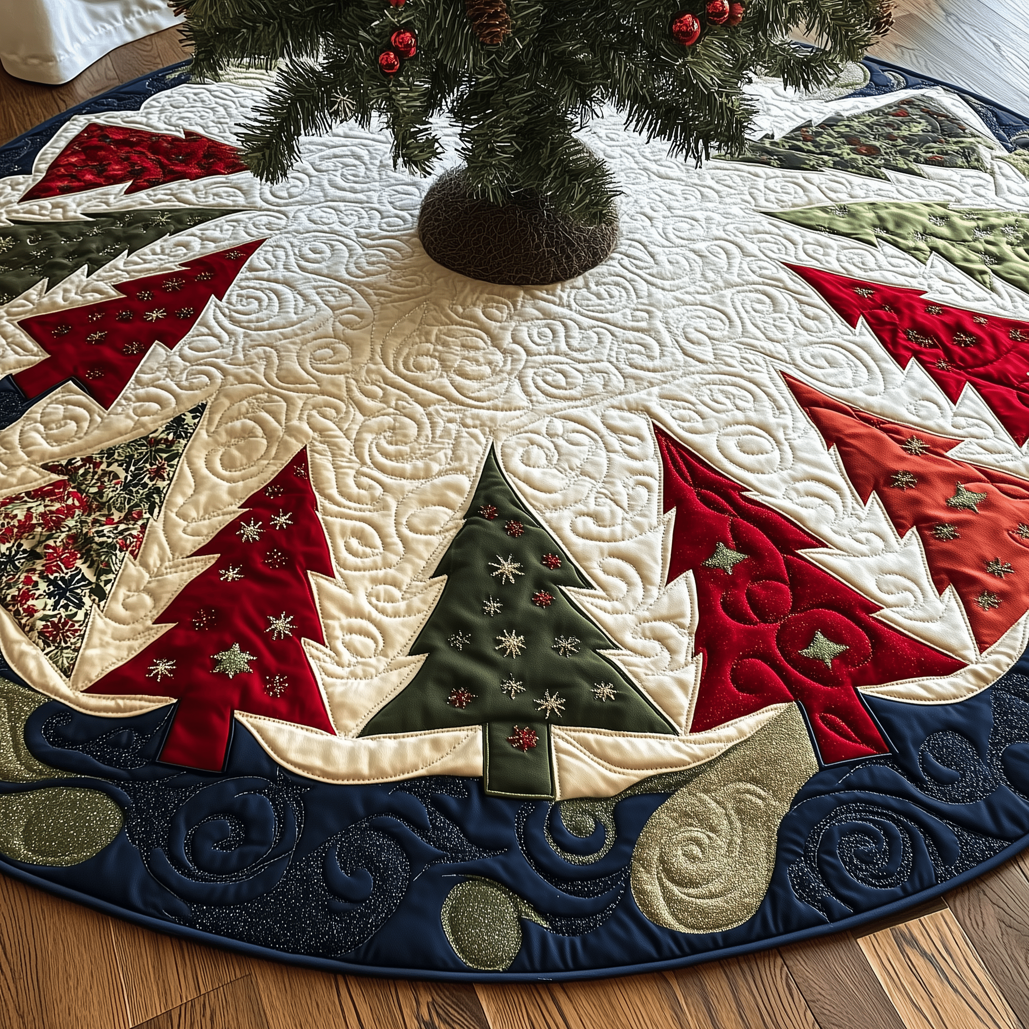 Colorful Christmas Trees Quilted Tree Skirt Feel the Warmth of the Holidays with a Safe Tree Skirt Colorful Christmas Trees Quilted Tree Skirt Feel the Warmth of the Holidays with a Safe Tree Skirt