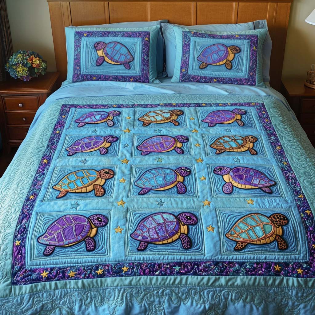 Colorful Companions Quilted Bedding Set Turtle Gifts For Adults Colorful Companions Quilted Bedding Set Turtle Gifts For Adults