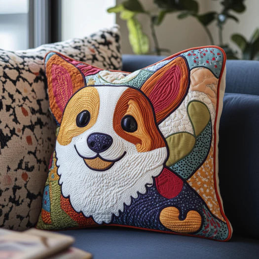 Colorful Corgi Quilted Pillow Case Feel Unique with Customizable Pillow Case Designs Colorful Corgi Quilted Pillow Case Feel Unique with Customizable Pillow Case Designs