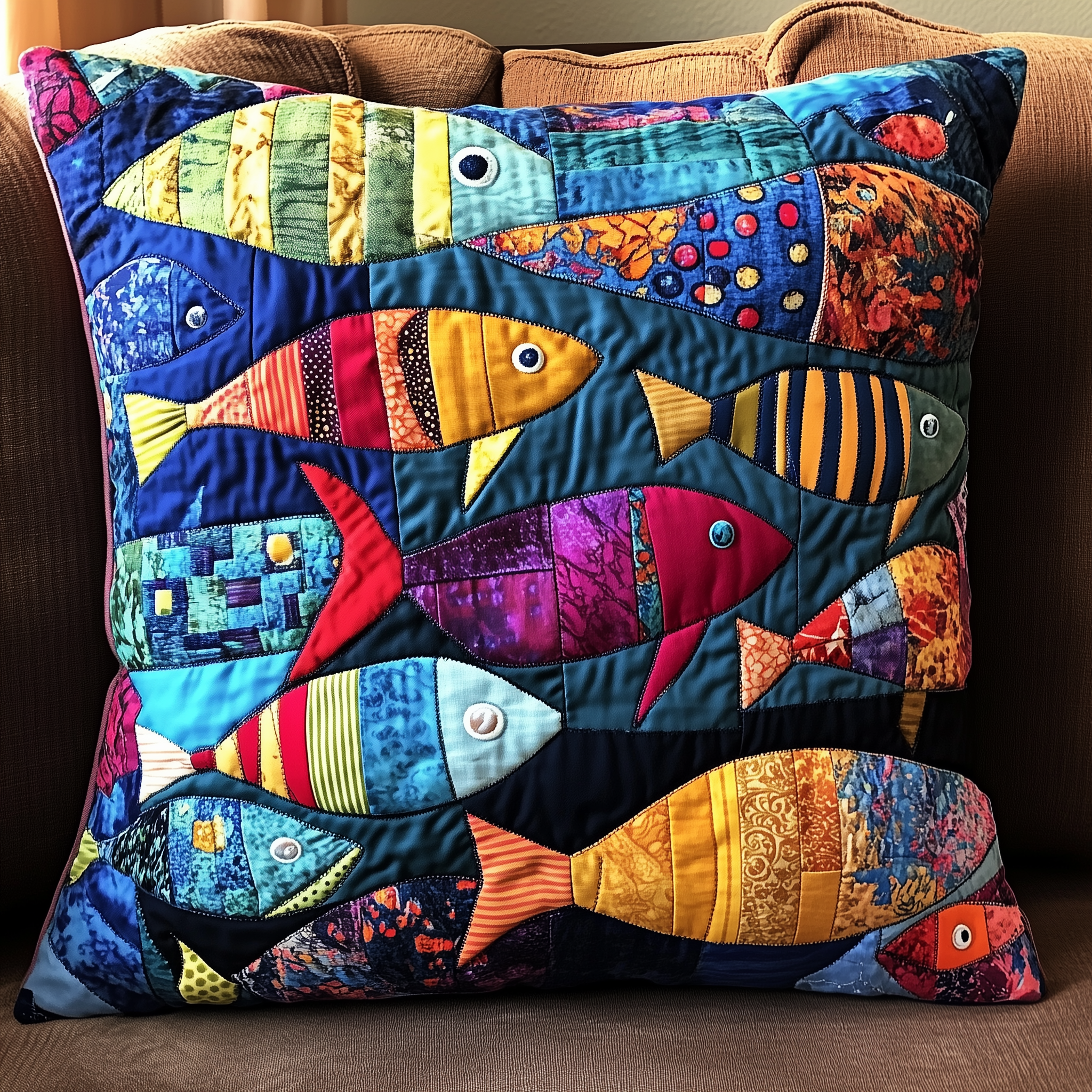 Colorful Fishes Patchwork Quilted Pillow Case Invest in Sleep with Premium Pillow Cases Colorful Fishes Patchwork Quilted Pillow Case Invest in Sleep with Premium Pillow Cases