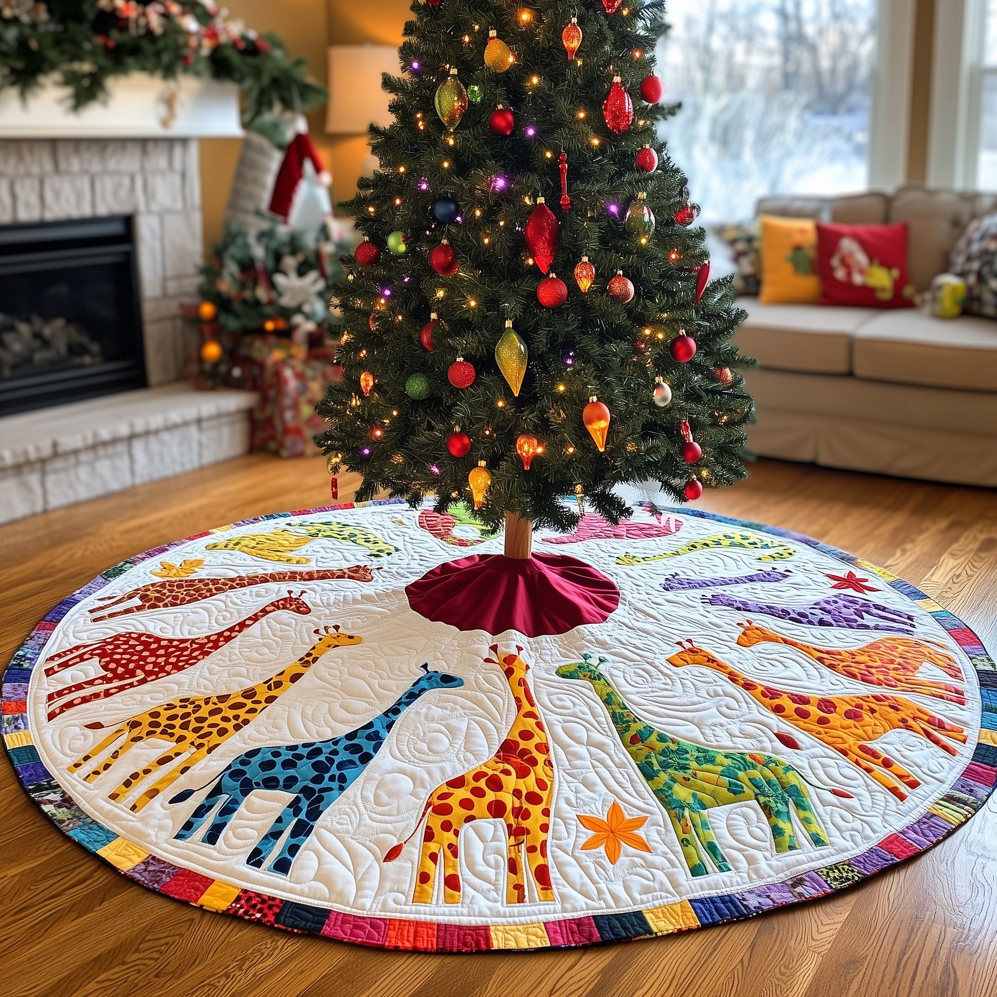 Colorful Giraffes Christmas Quilted Tree Skirt A Tree Skirt That Lets You Relax This Holiday Season Colorful Giraffes Christmas Quilted Tree Skirt A Tree Skirt That Lets You Relax This Holiday Season