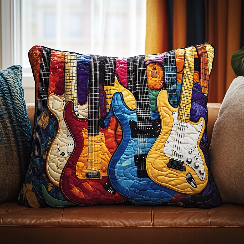 Colorful Guitar Quilted Pillow Case Feel the Serenity of Sleep with Every Pillow Case Colorful Guitar Quilted Pillow Case Feel the Serenity of Sleep with Every Pillow Case