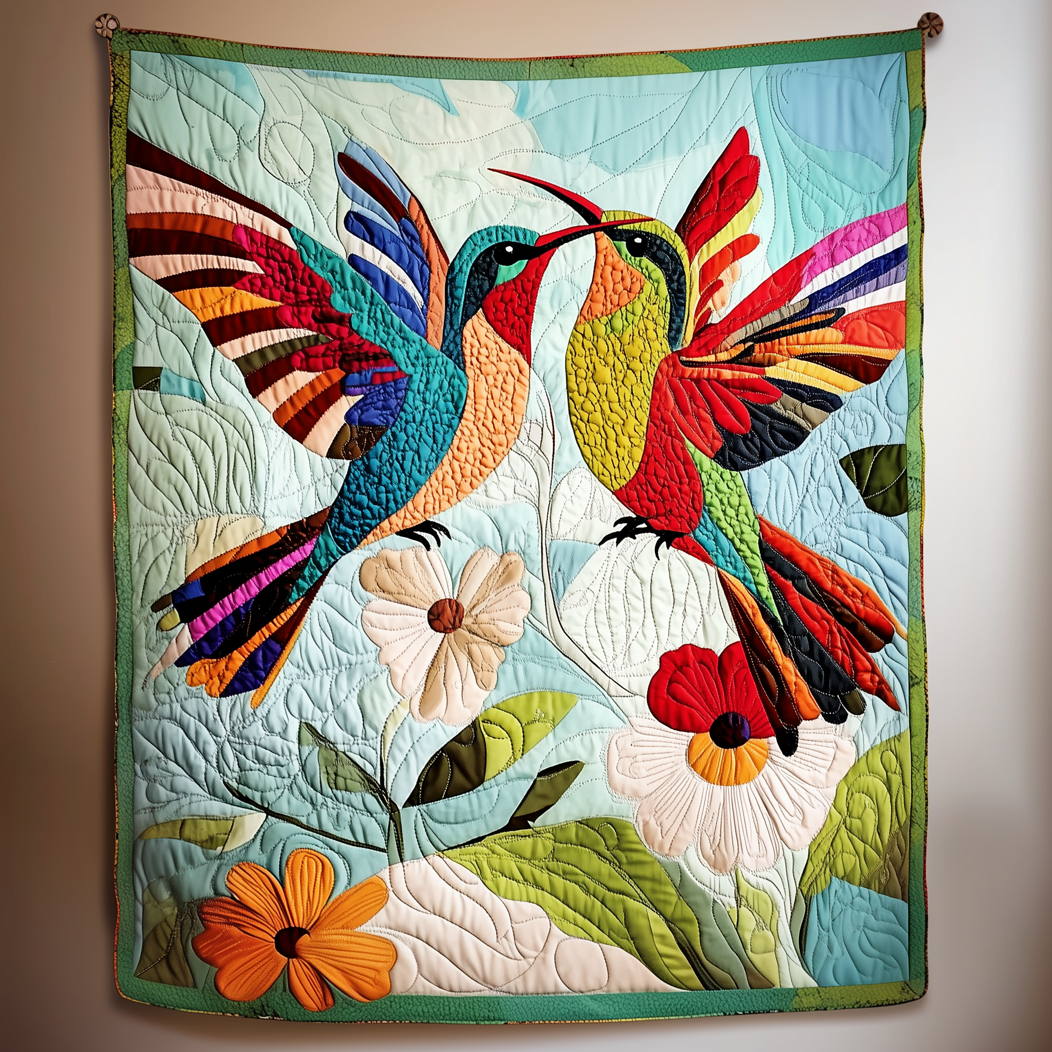 Colorful Hummingbird Couple Quilted Blanket Unique Blankets And Throws Hummingbird Gifts For Him Colorful Hummingbird Couple Quilted Blanket Unique Blankets And Throws Hummingbird Gifts For Him