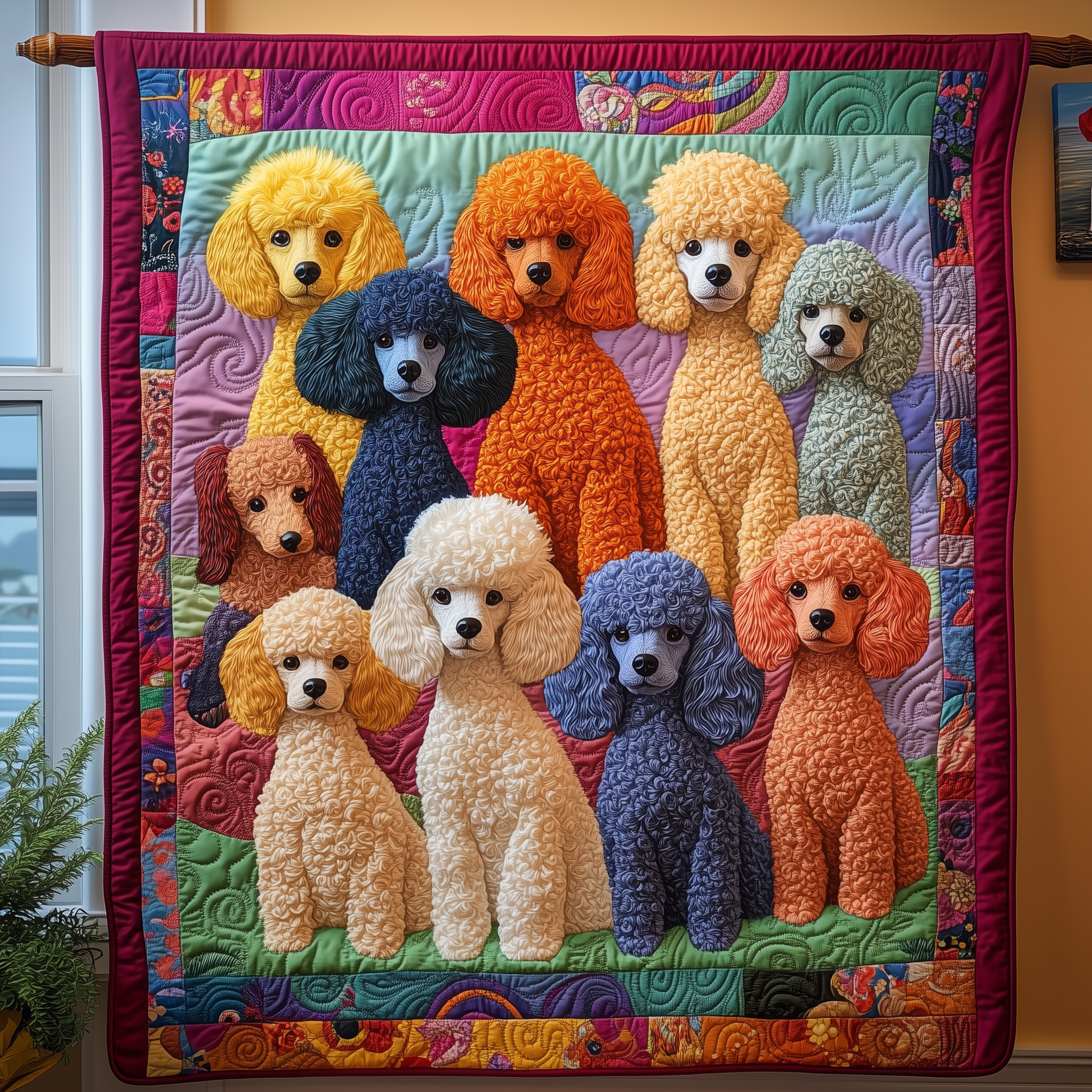Colorful Poodle Quilted Blanket Best Throw Blanket Gift For Dog Lover Colorful Poodle Quilted Blanket Best Throw Blanket Gift For Dog Lover