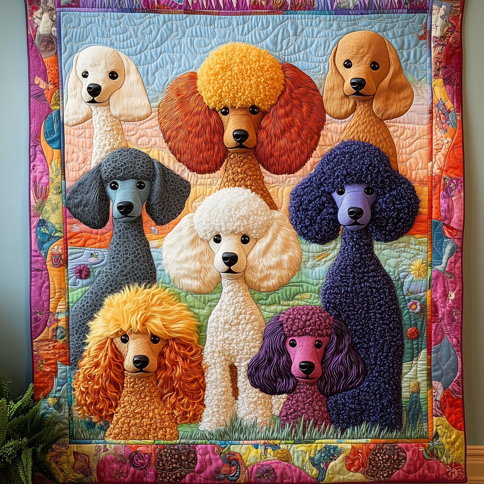 Colorful Poodle Quilted Blanket Best Throw Blanket Gift Ideas For Dog Lovers Colorful Poodle Quilted Blanket Best Throw Blanket Gift Ideas For Dog Lovers