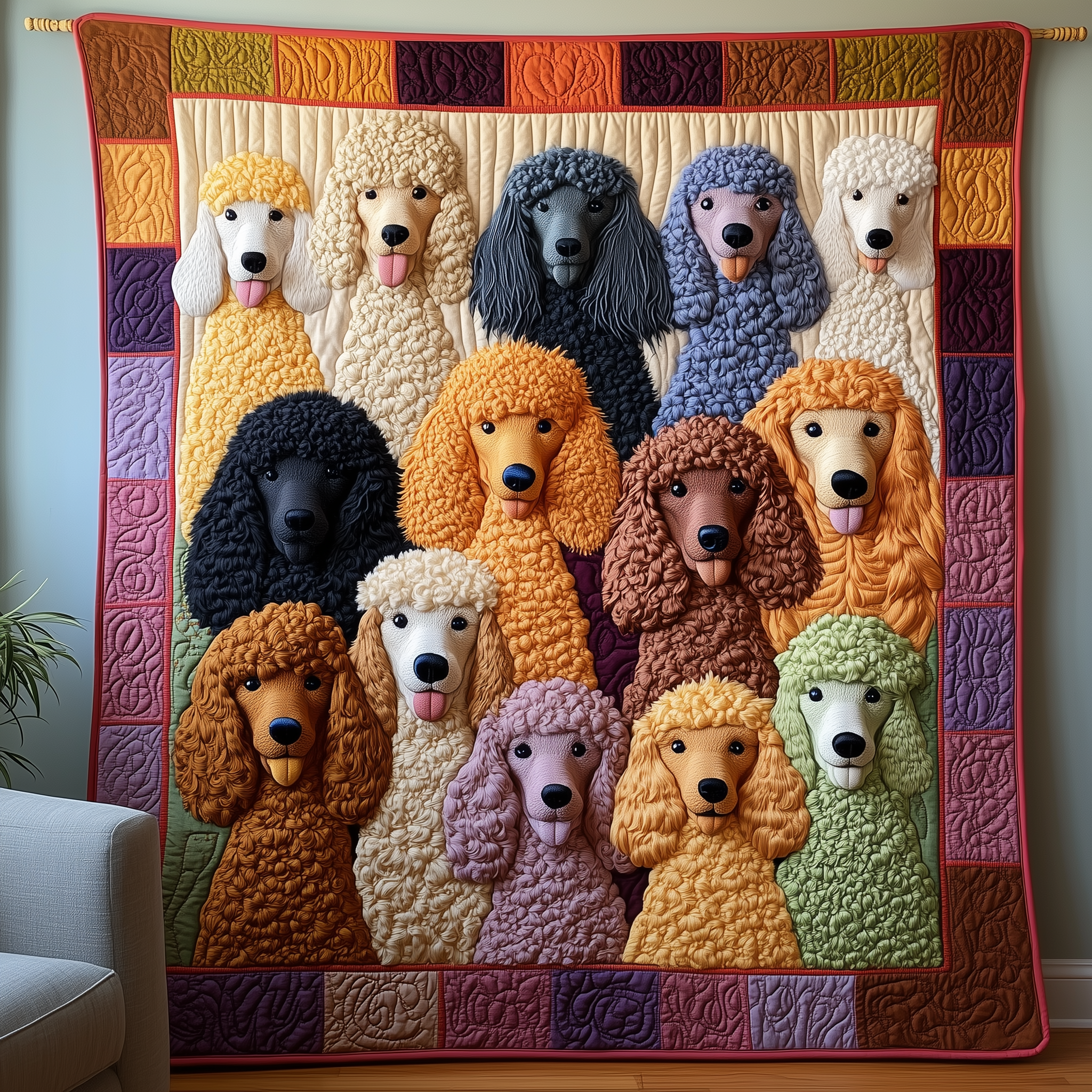 Colorful Poodle Quilted Blanket Best Throw Blanket Good Presents For Dog Lovers Colorful Poodle Quilted Blanket Best Throw Blanket Good Presents For Dog Lovers